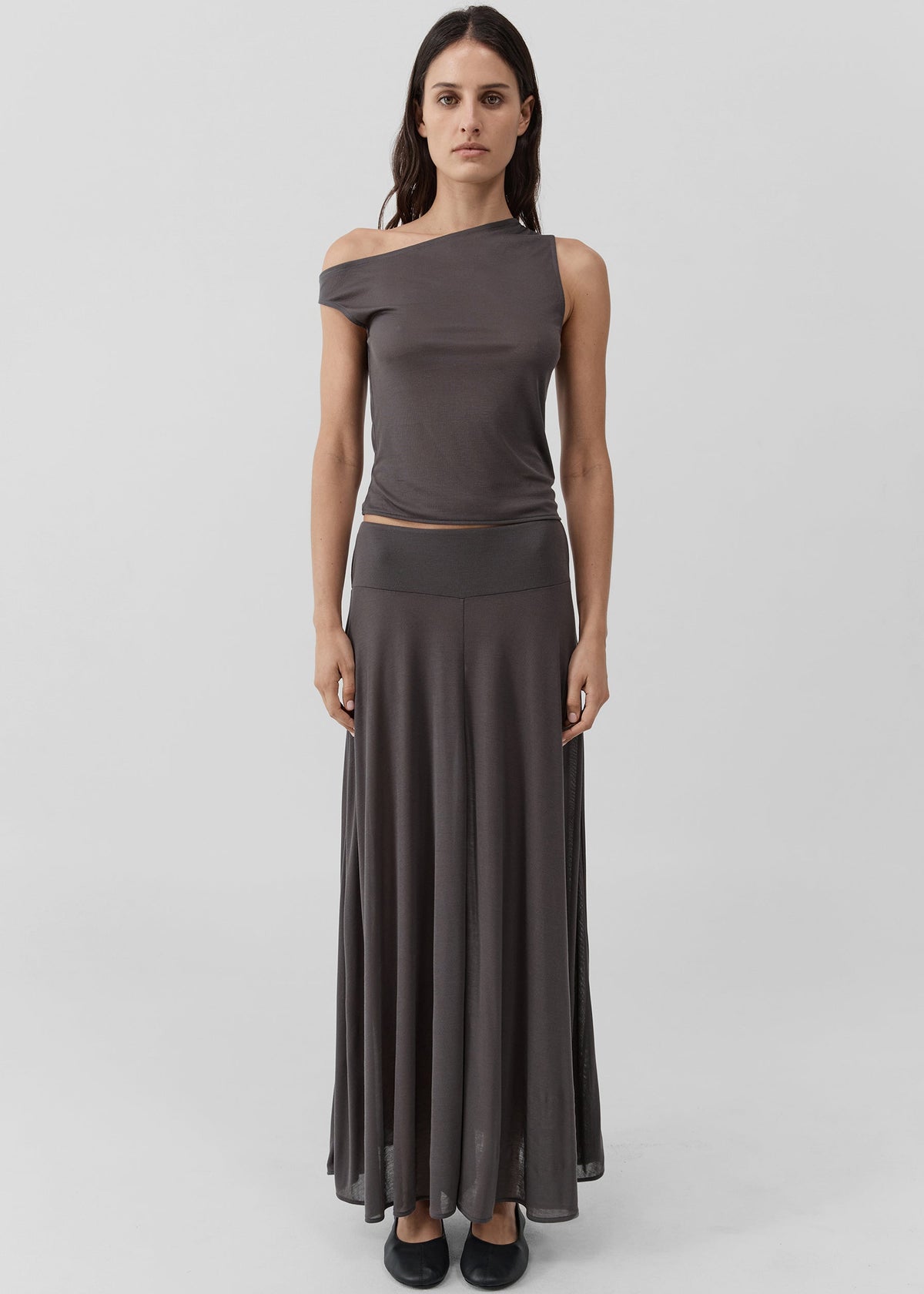 St. Agni Fluid Jersey Skirt - Soot - 3