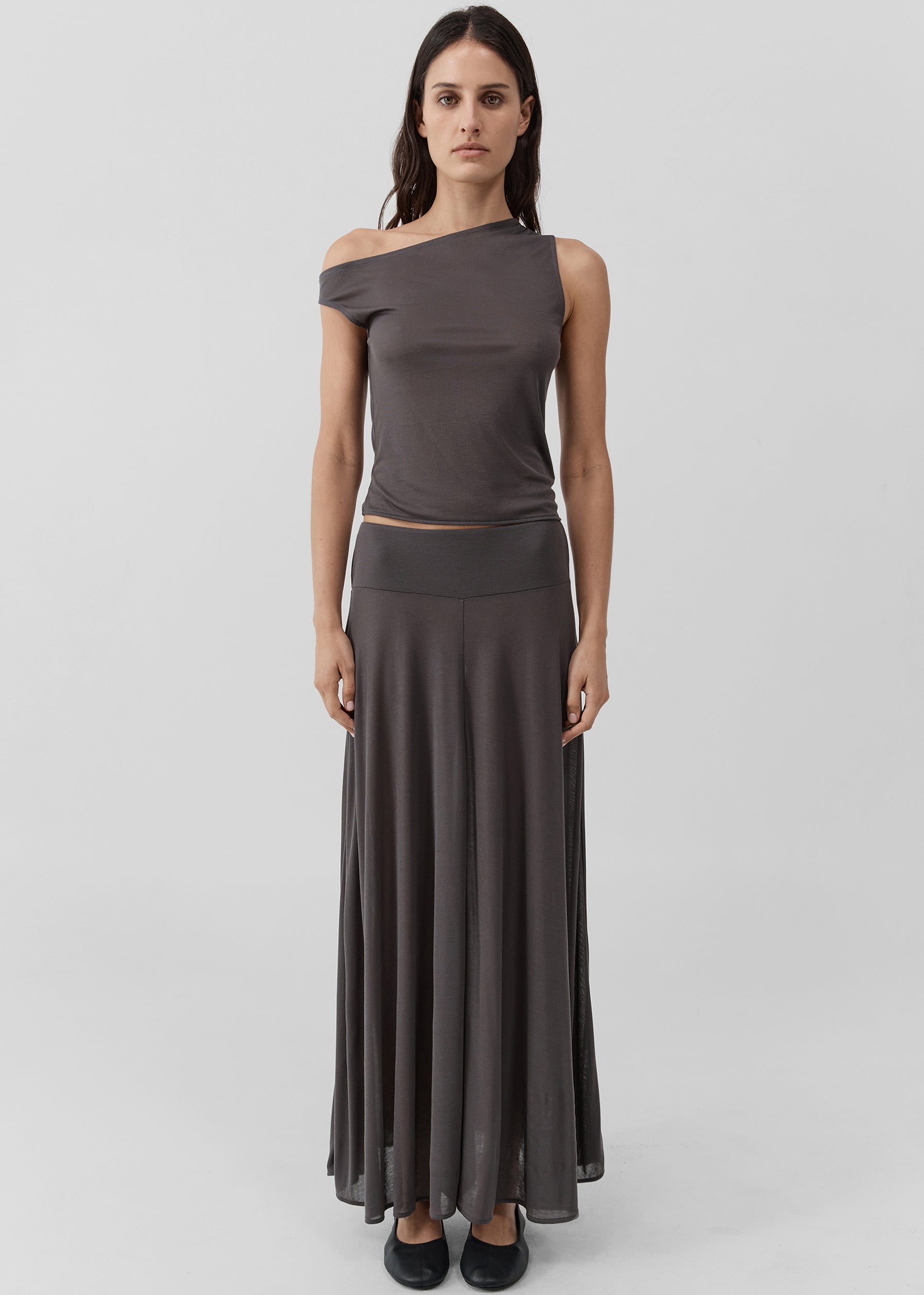 St. Agni Fluid Jersey Skirt - Soot - 3