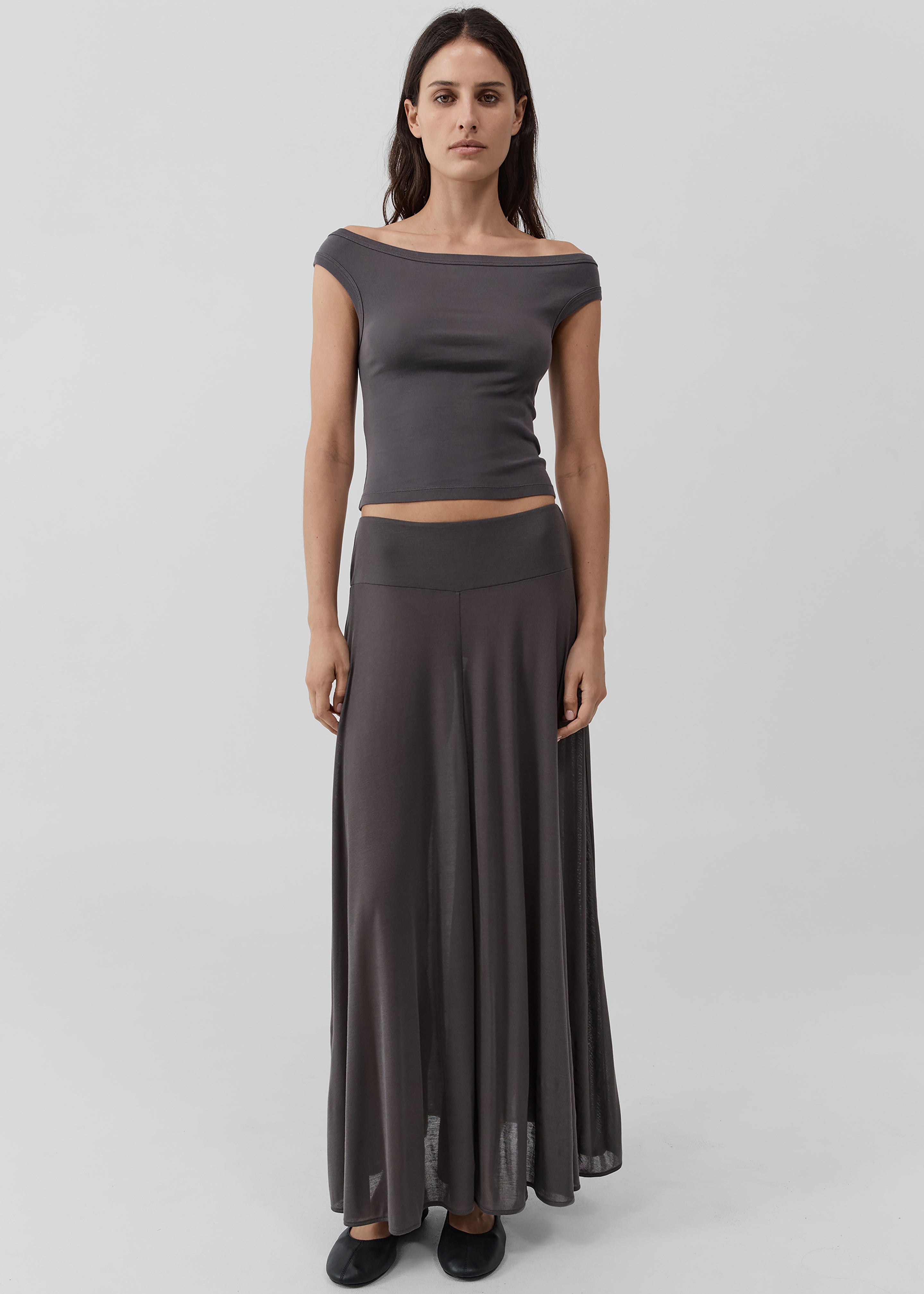 St. Agni Fluid Jersey Skirt - Soot - 4