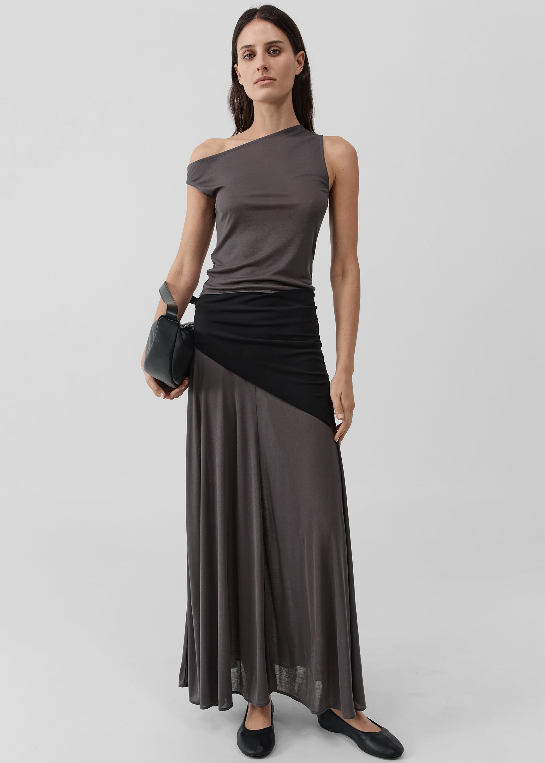 Shop the look image for St. Agni Fluid Jersey Skirt - Soot