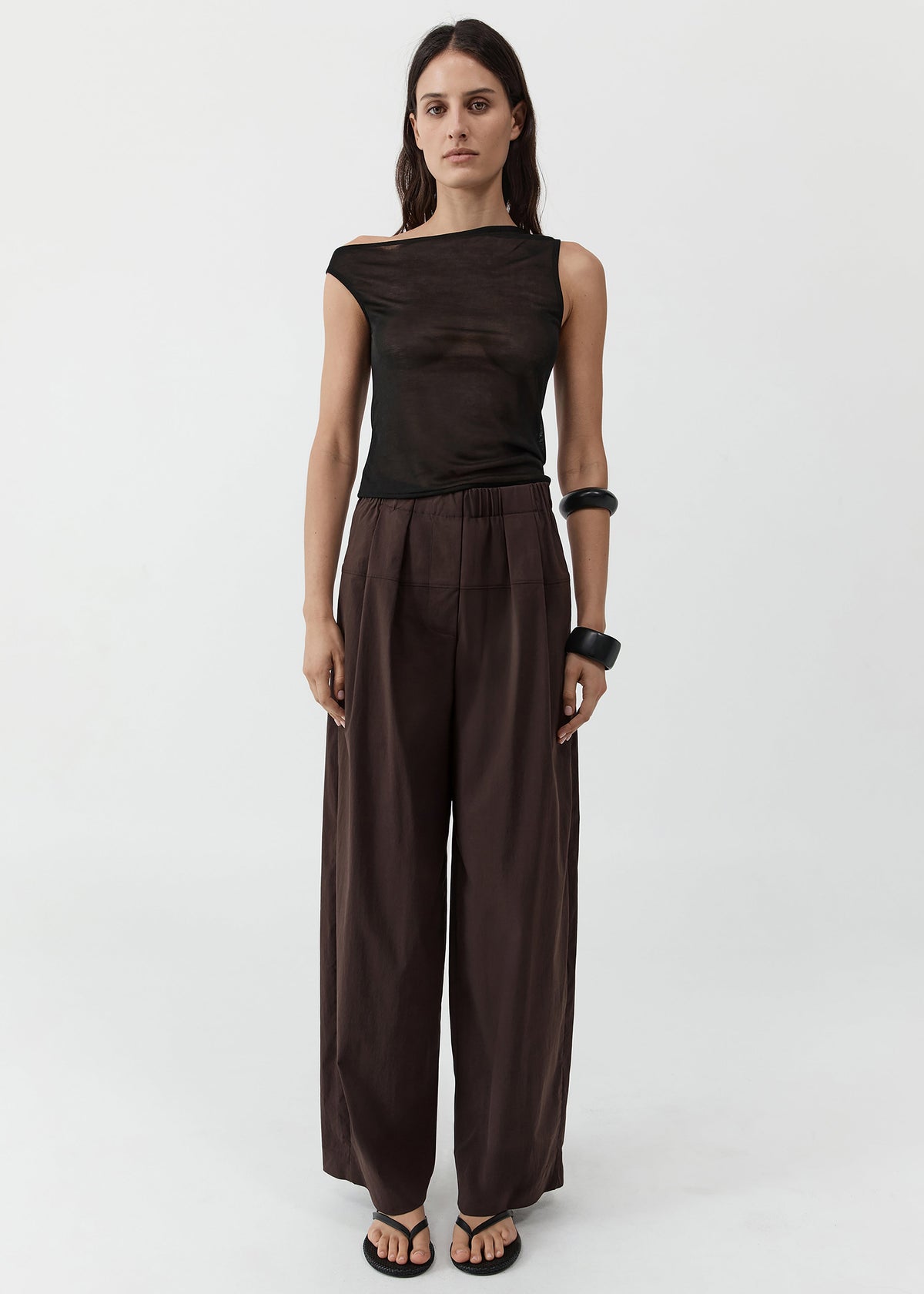 St. Agni Relaxed Pleat Pants - Bark - 1
