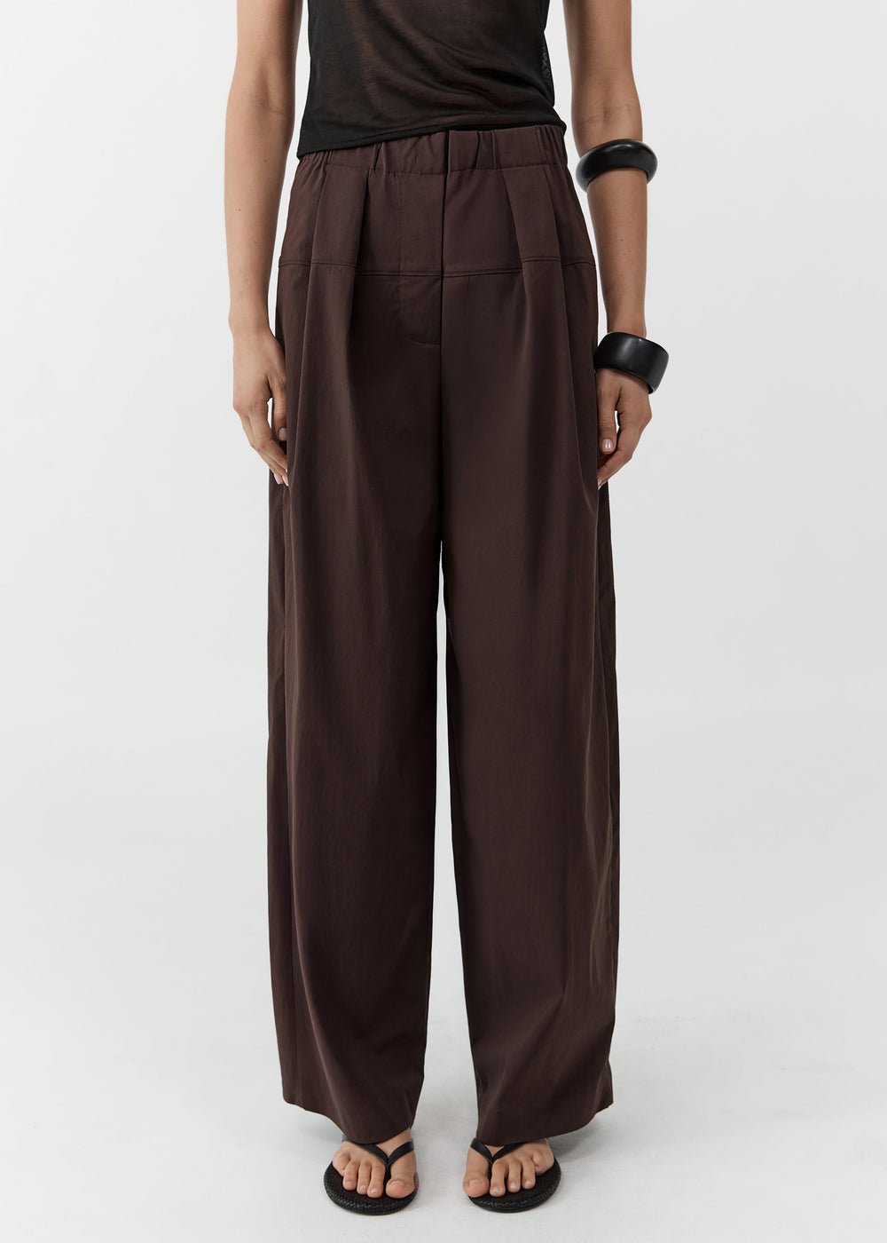 St. Agni Relaxed Pleat Pants - Bark - 1
