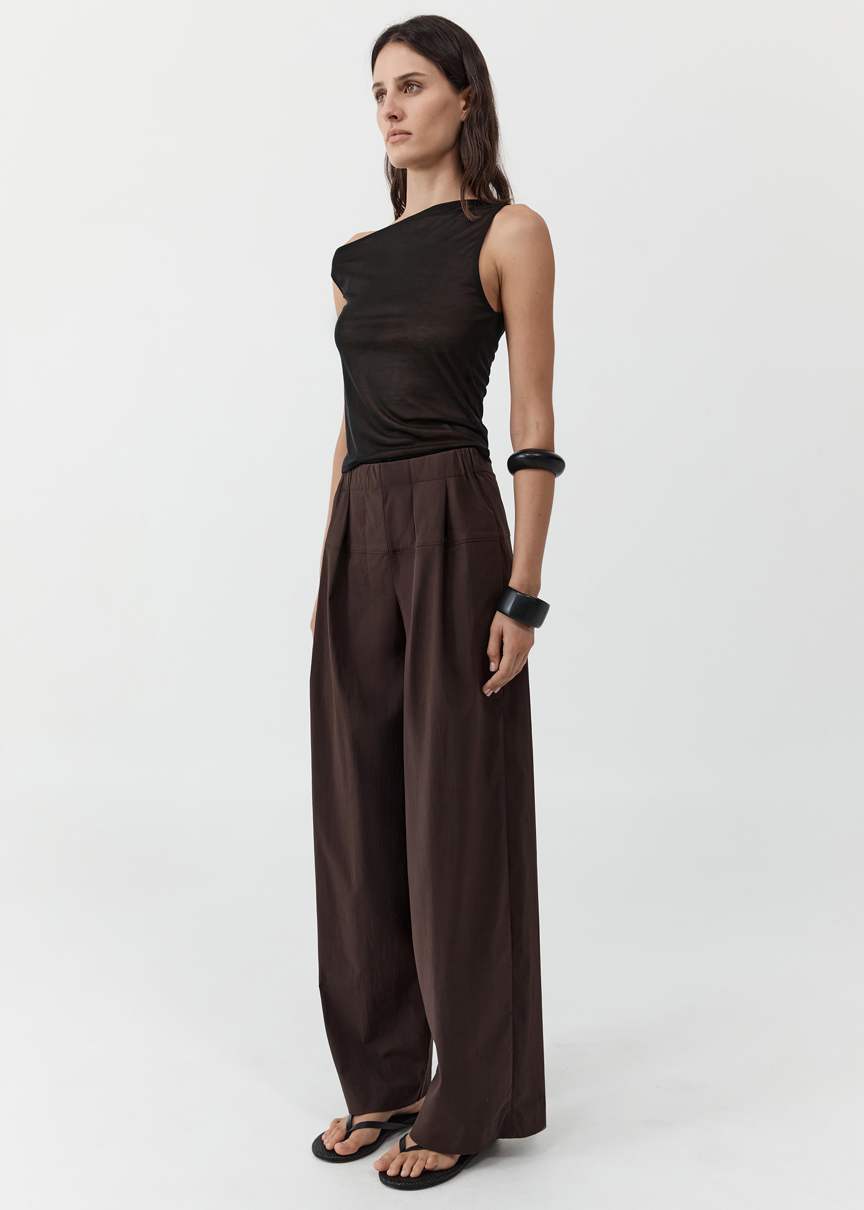 St. Agni Relaxed Pleat Pants - Bark - 4