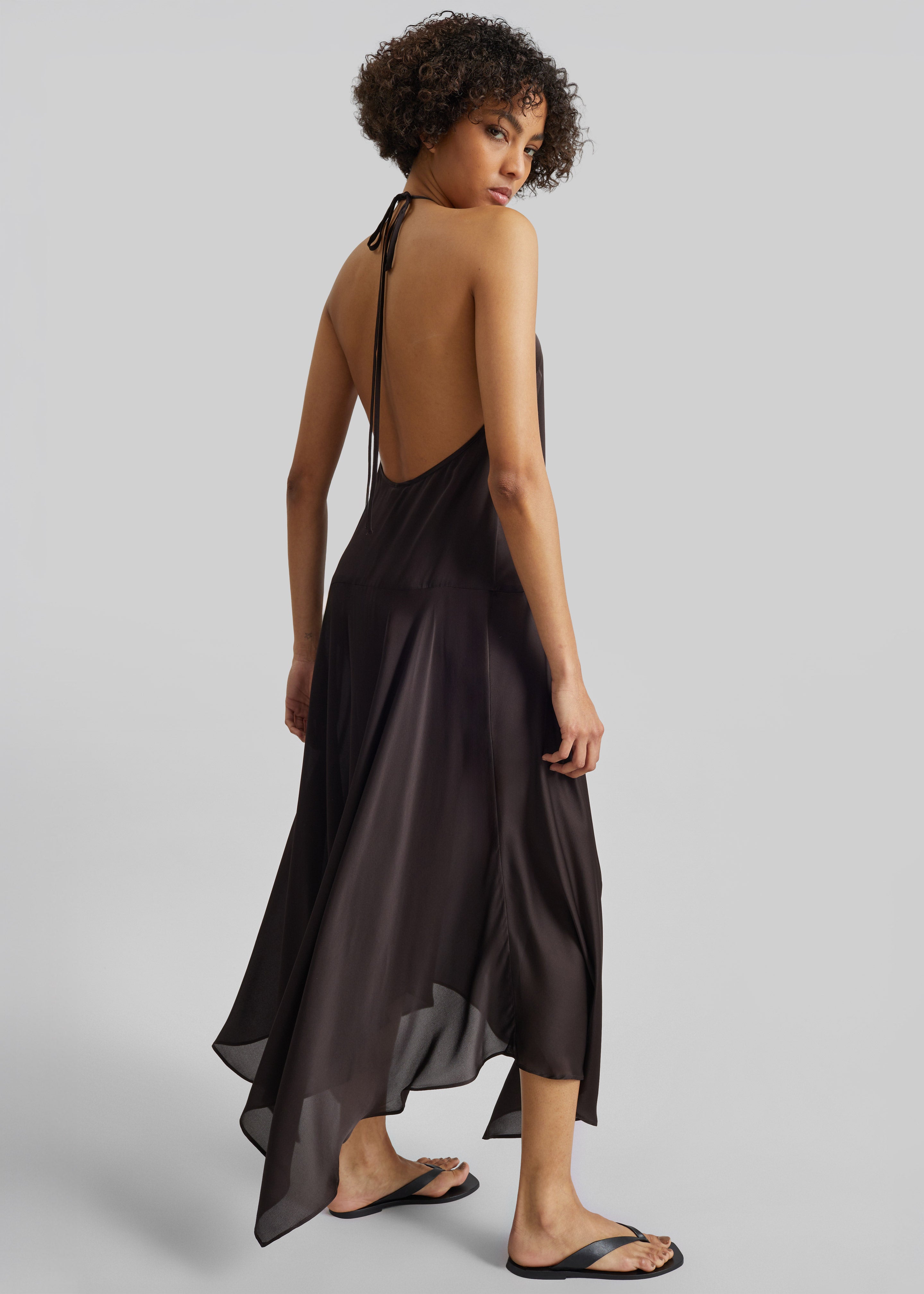 St. Agni Silk Handkerchief Halter Dress - Bark - 9