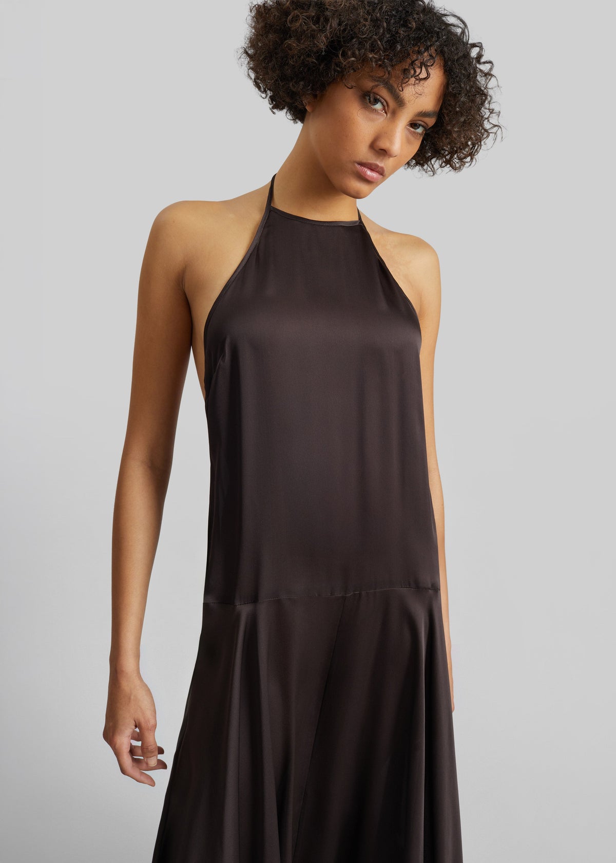 St. Agni Silk Handkerchief Halter Dress - Bark - 3