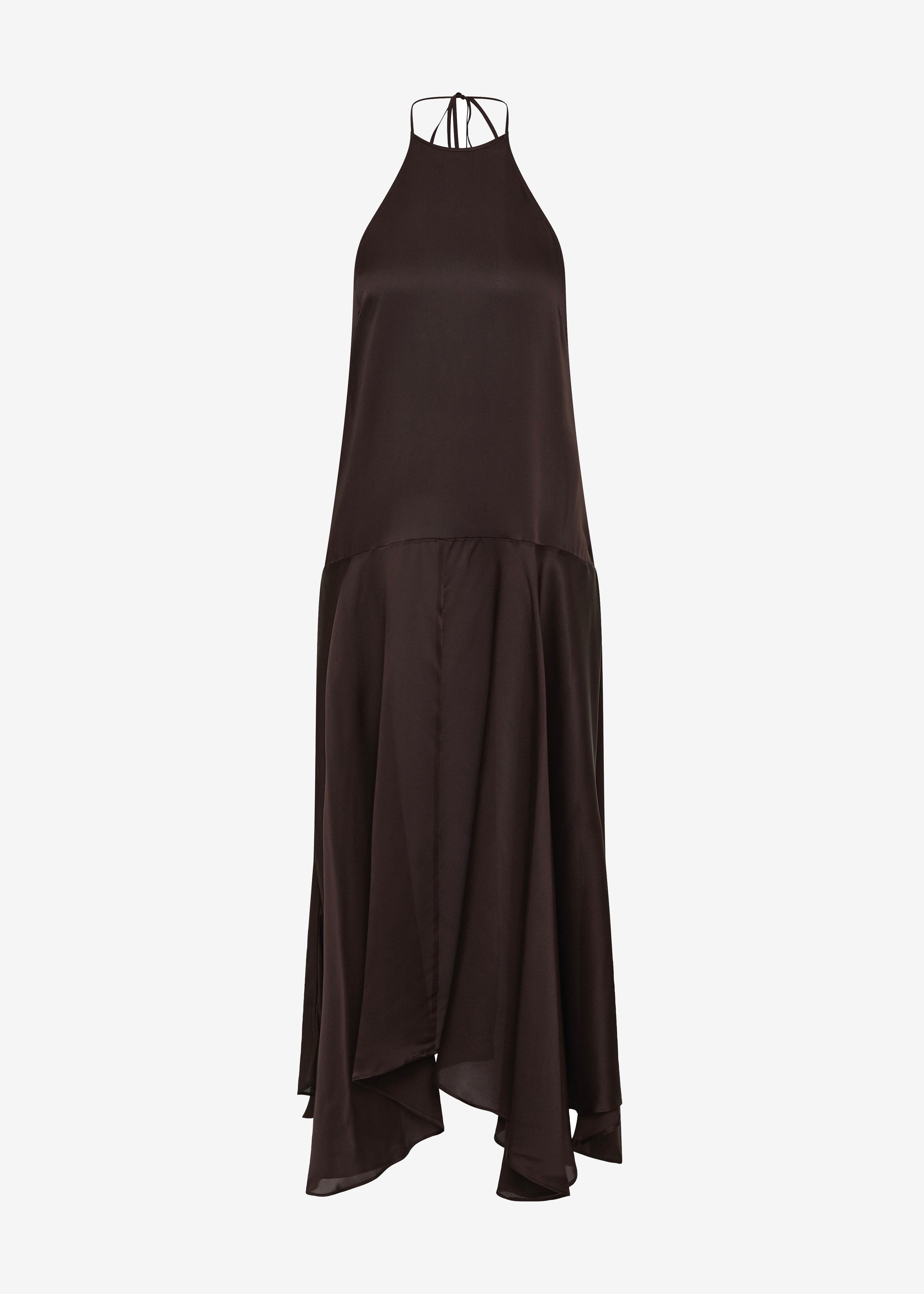 St. Agni Silk Handkerchief Halter Dress - Bark - 8