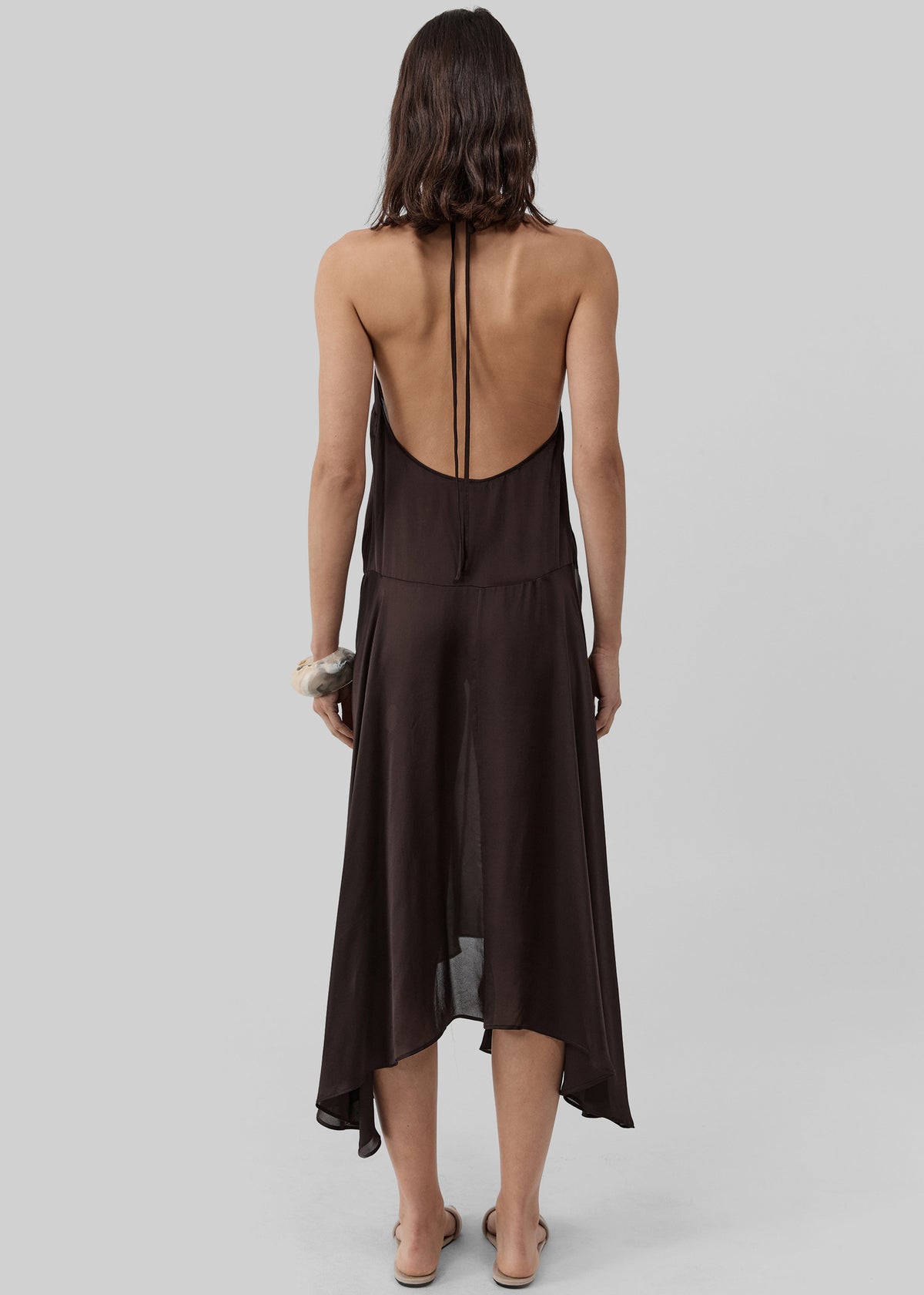 St. Agni Silk Handkerchief Halter Dress - Bark - 7