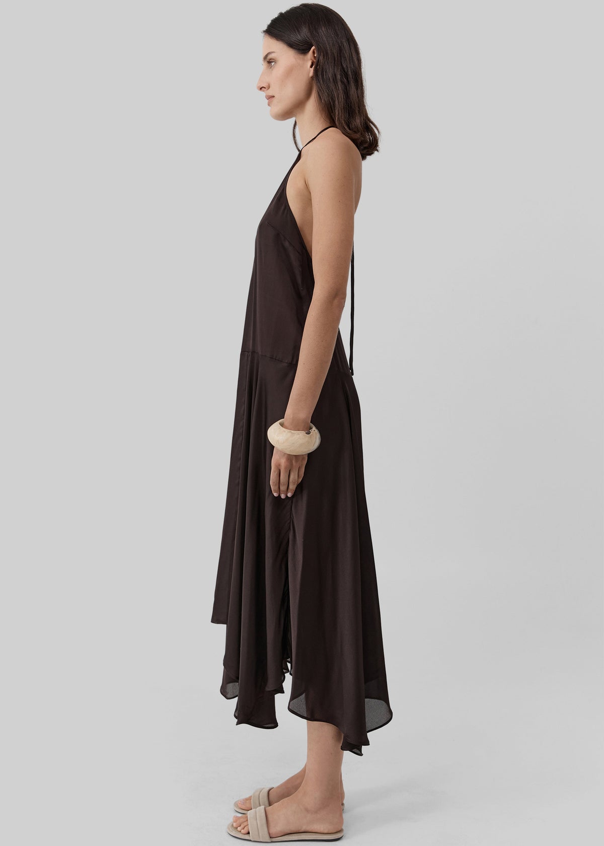 St. Agni Silk Handkerchief Halter Dress - Bark - 5