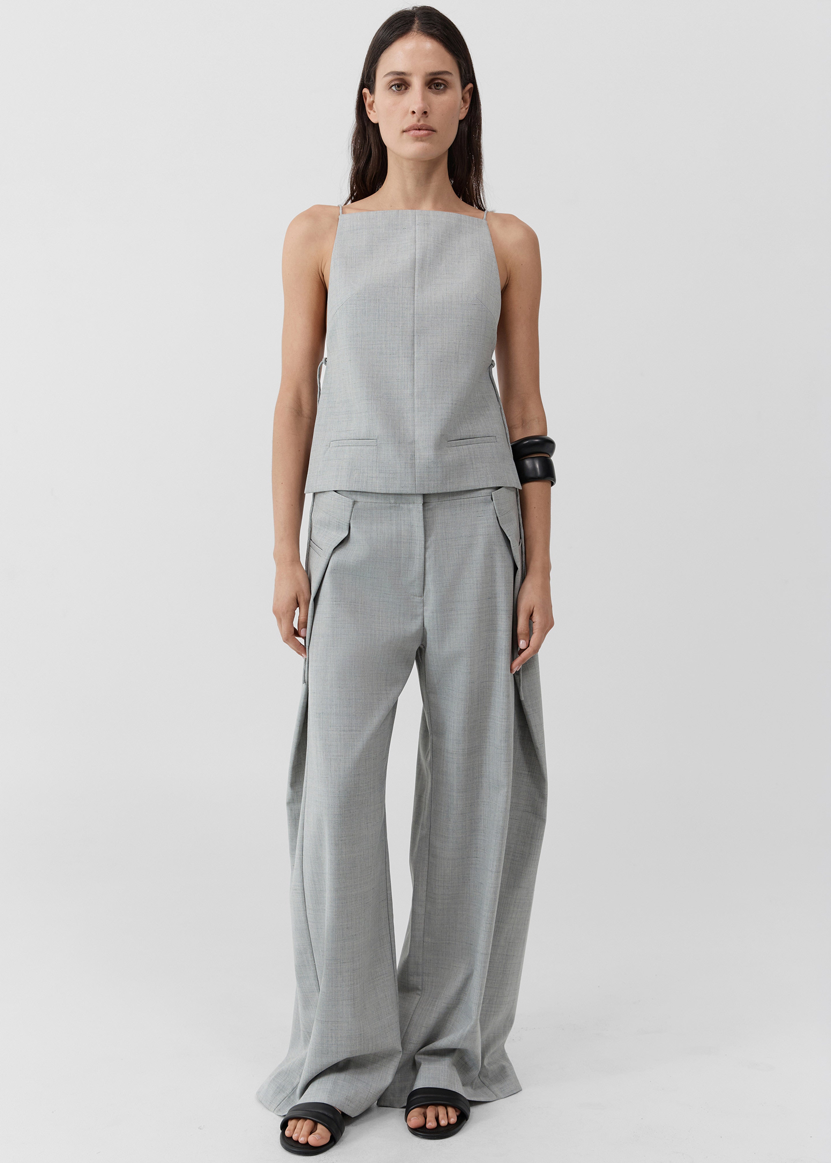 St. Agni Square Side Tie Top - Concrete - 3
