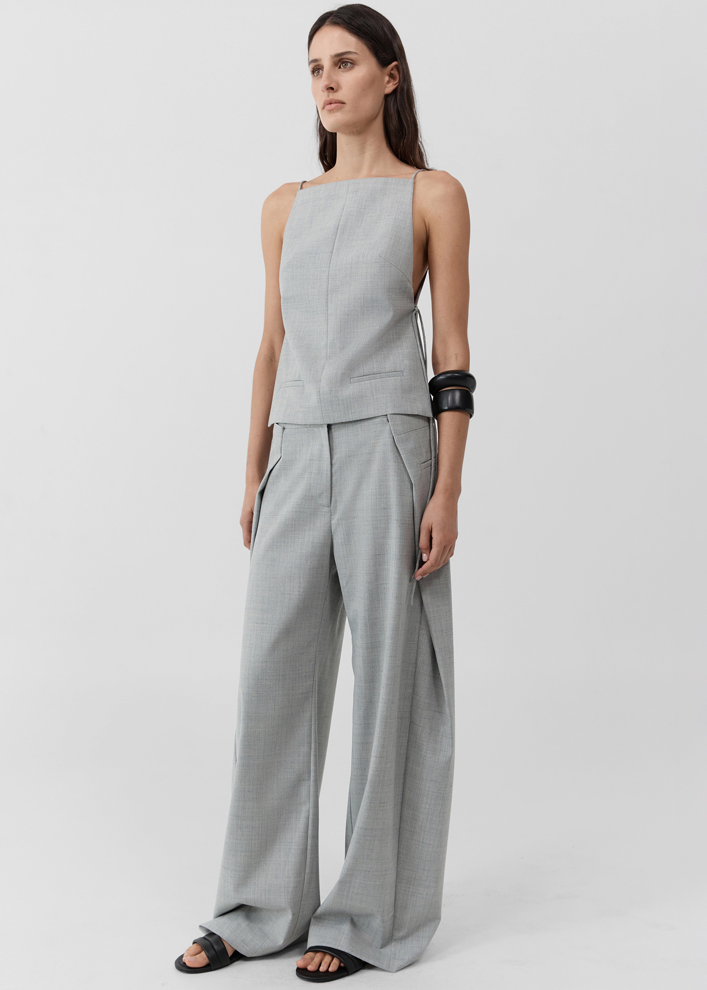 St. Agni Square Side Tie Top - Concrete - 4