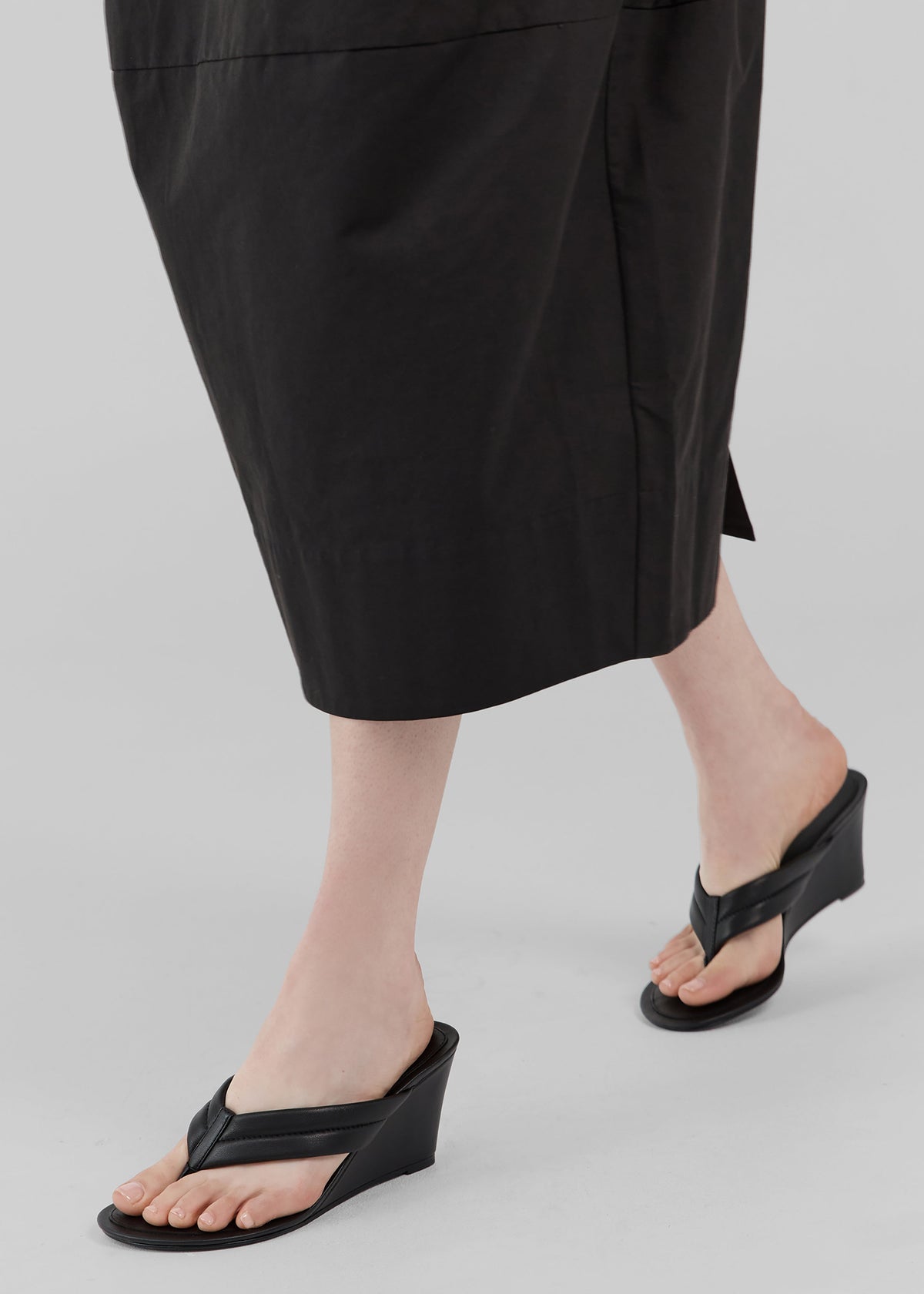 St. Agni Stitch Detail Thong Wedges - Black - 2