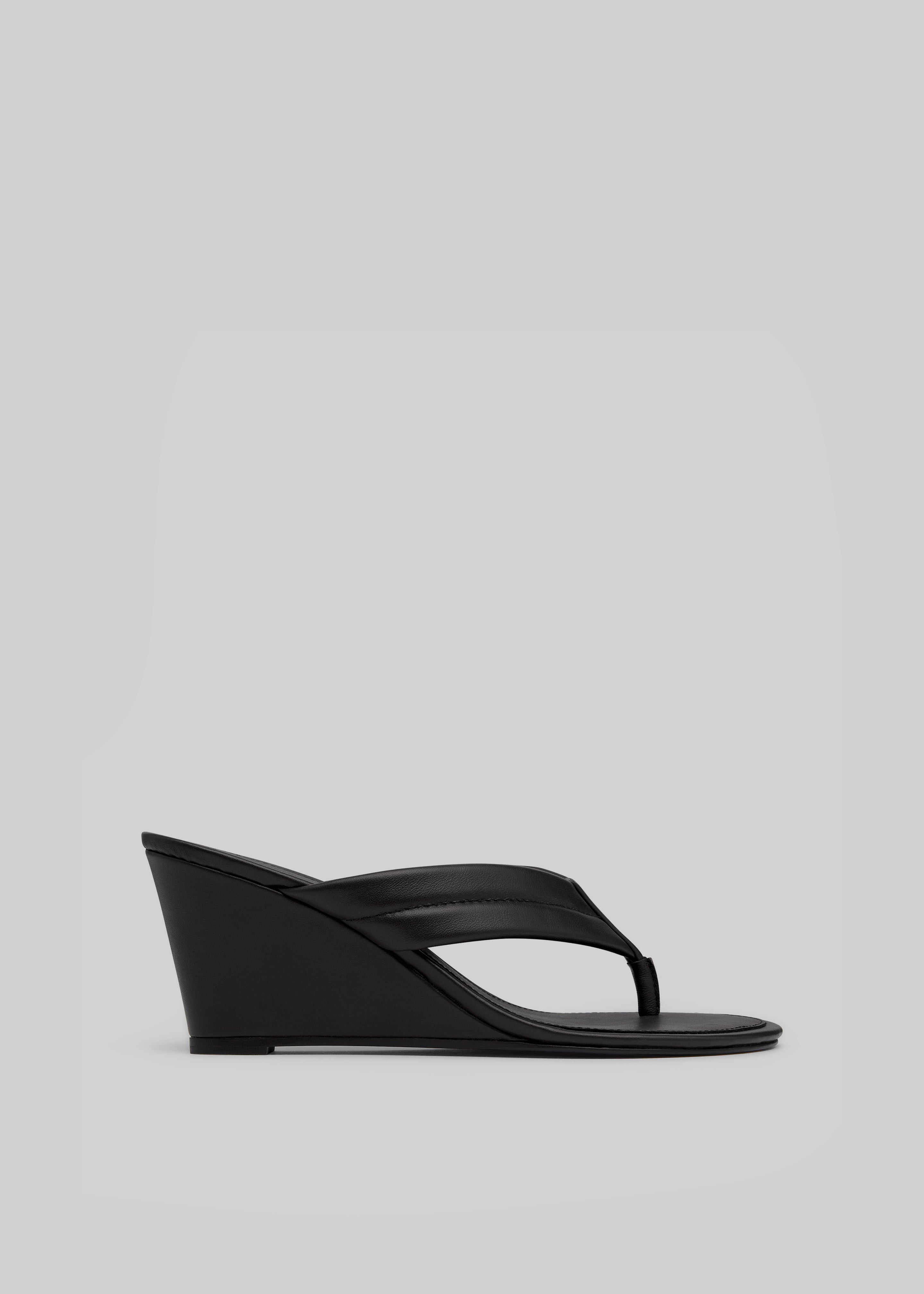 St. Agni Stitch Detail Thong Wedges - Black - 3