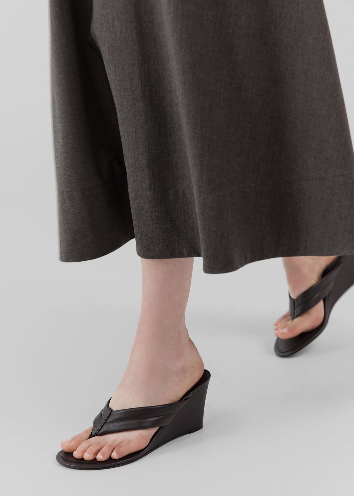 St. Agni Stitch Detail Thong Wedges - Coffee - 6