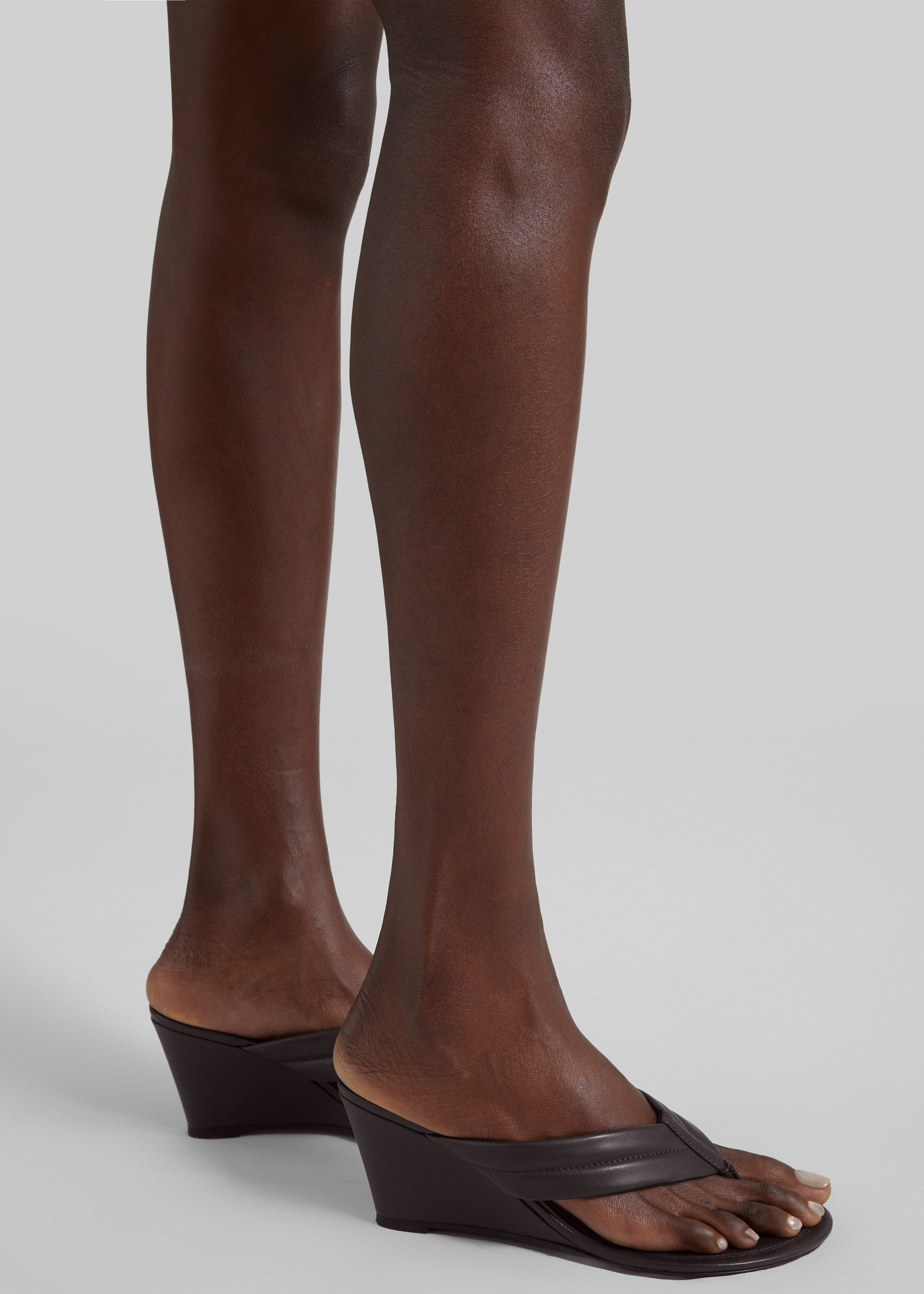 St. Agni Stitch Detail Thong Wedges - Coffee - 3