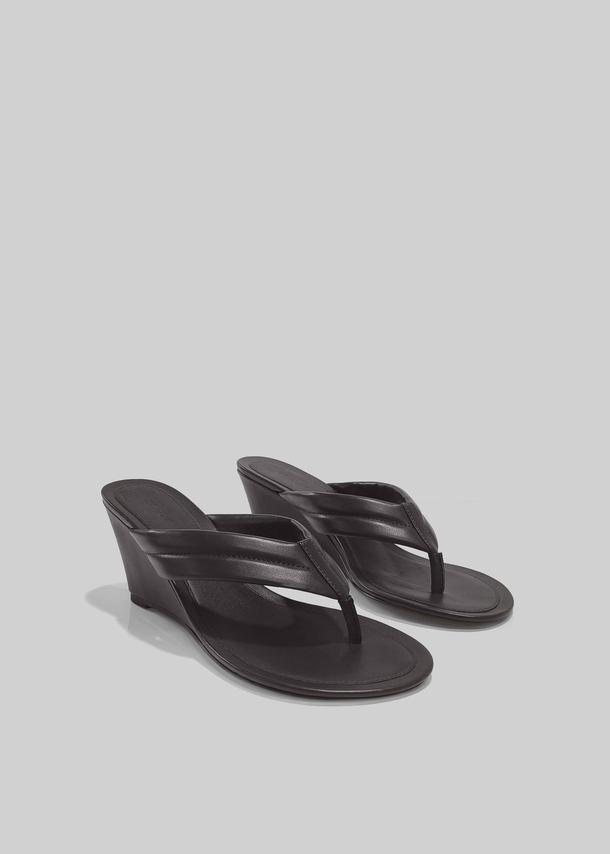 St. Agni Stitch Detail Thong Wedges - Coffee - 1