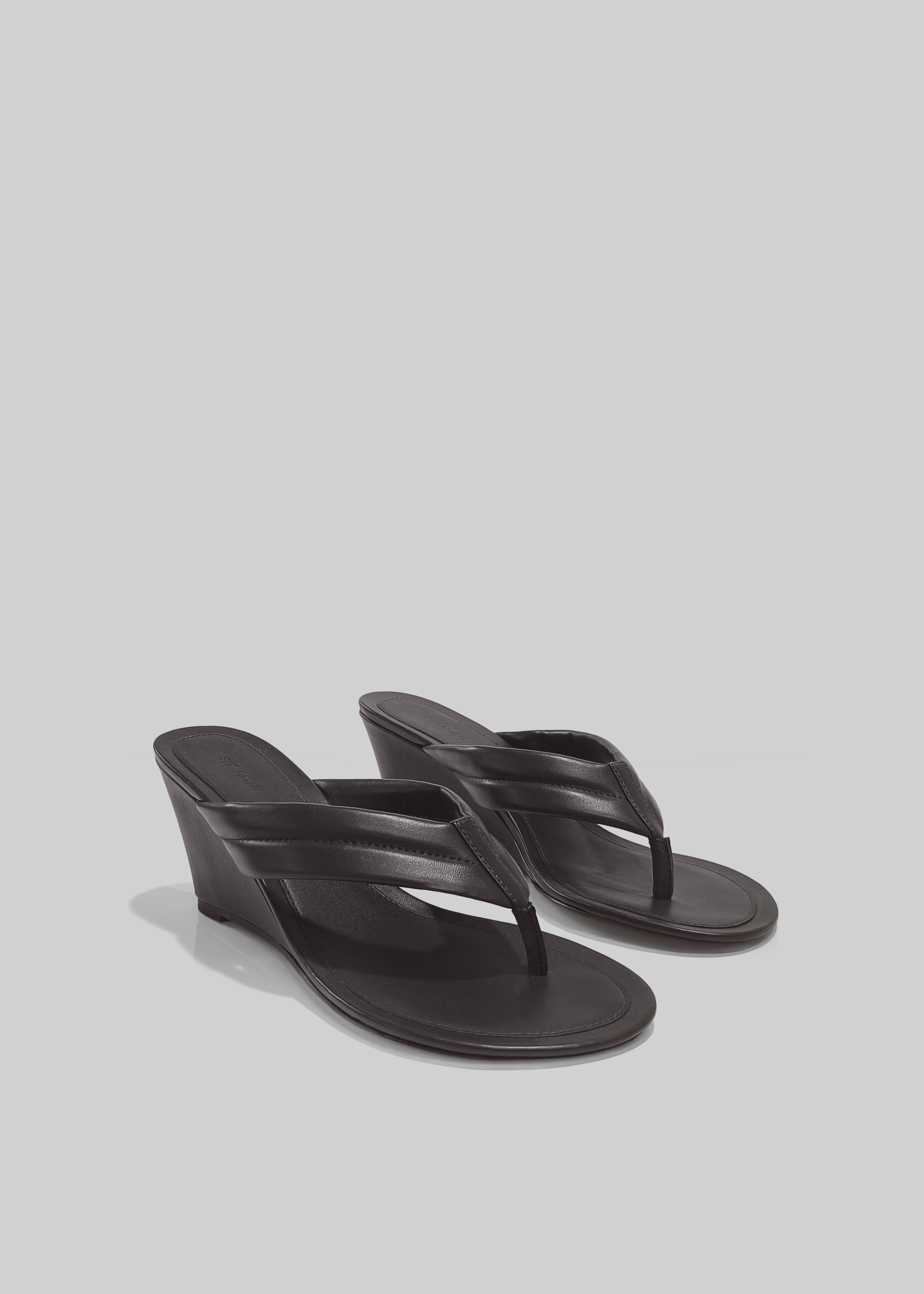 St. Agni Stitch Detail Thong Wedges - Coffee - 1
