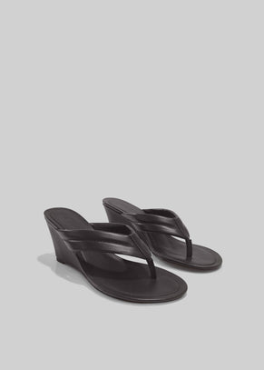 St. Agni Stitch Detail Thong Wedges - Coffee