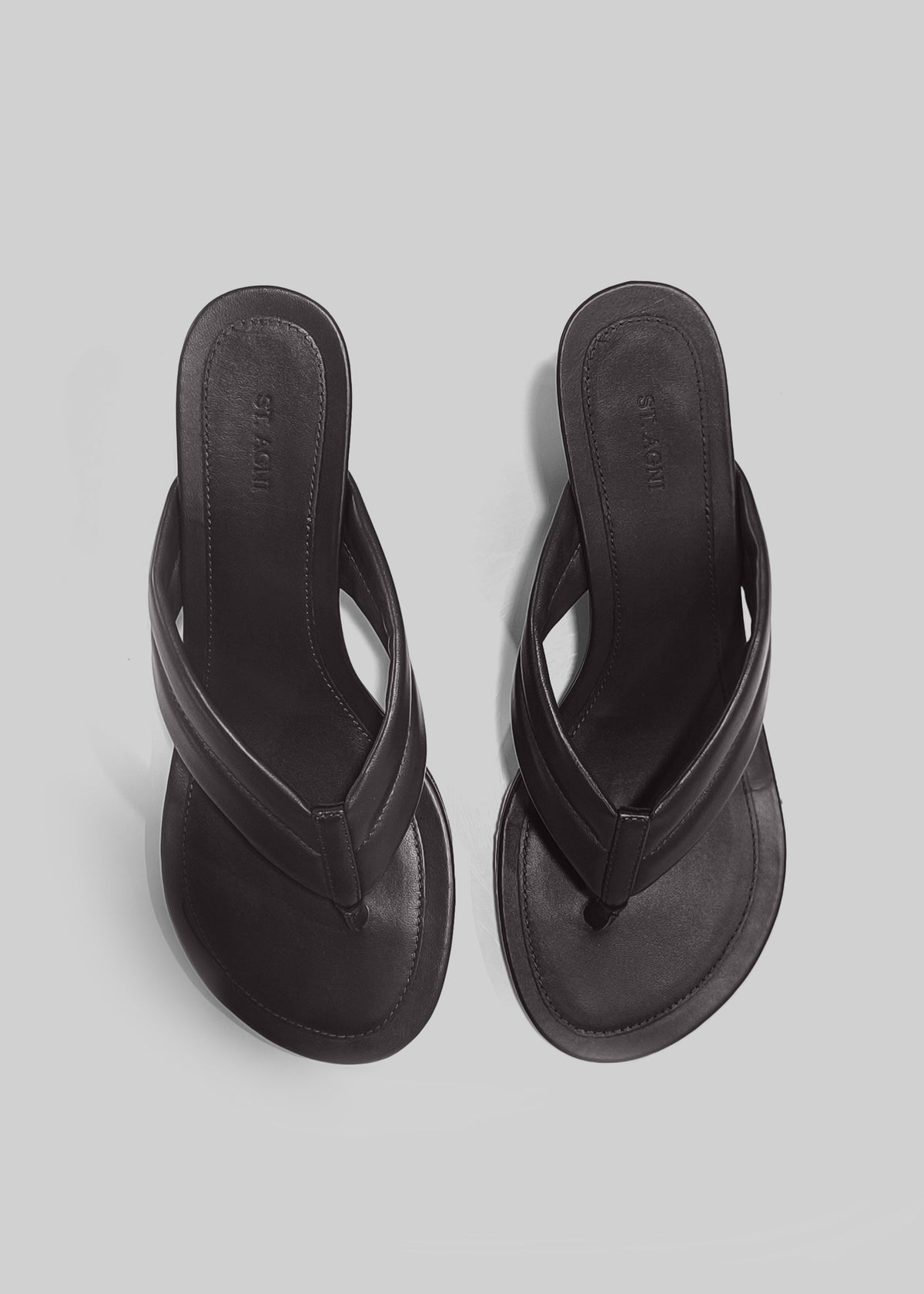St. Agni Stitch Detail Thong Wedges - Coffee - 8