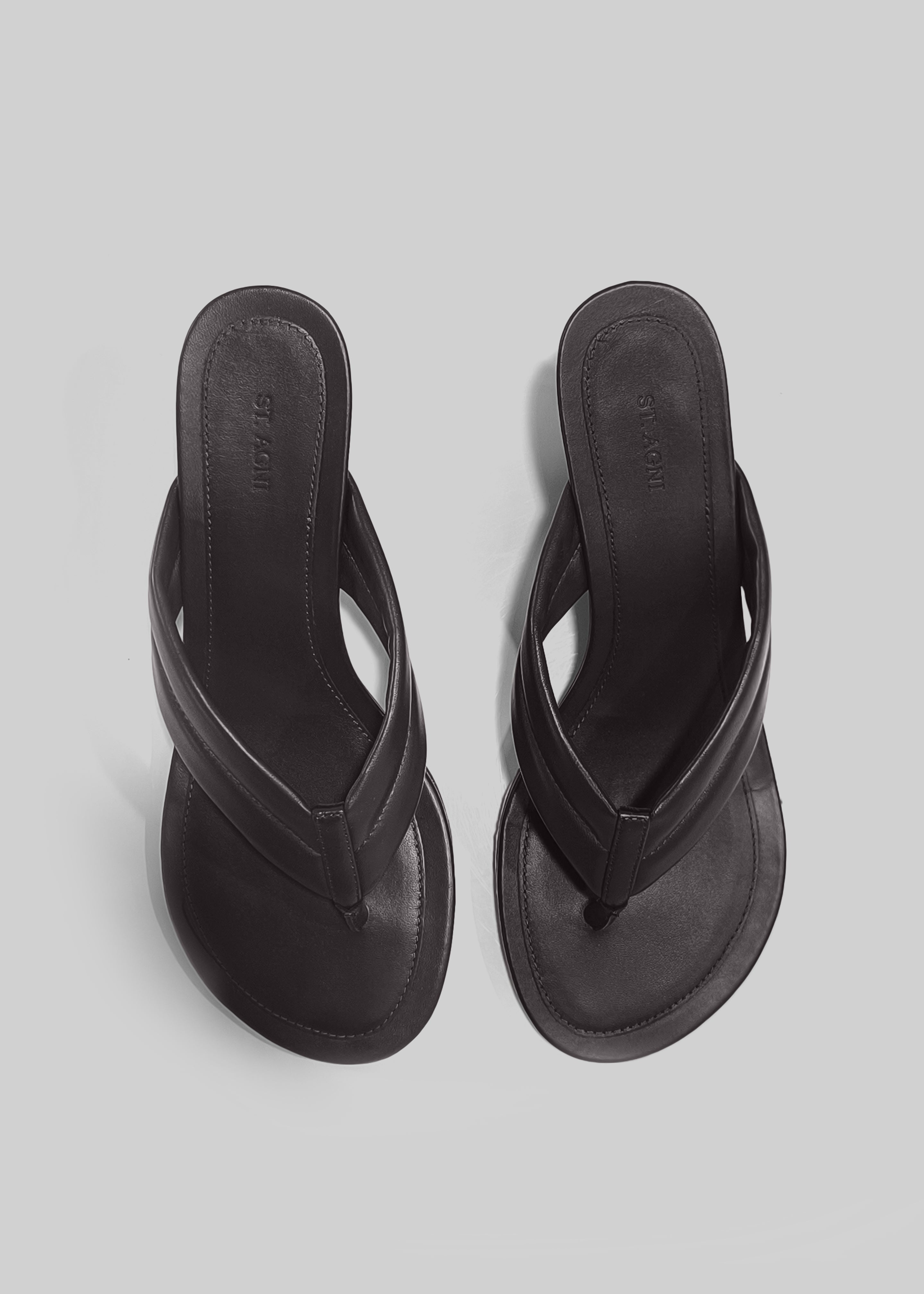 St. Agni Stitch Detail Thong Wedges - Coffee - 8