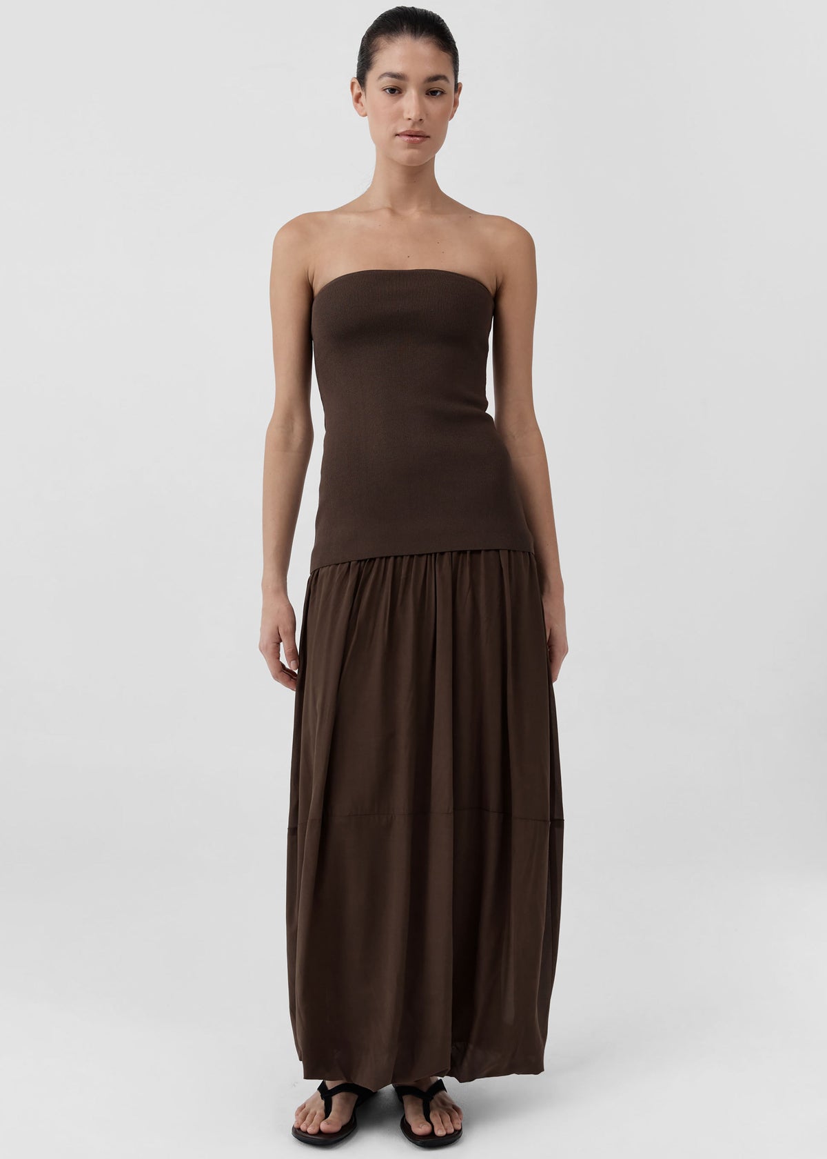 St. Agni Strapless Balloon Hem Dress - Cedar - 1