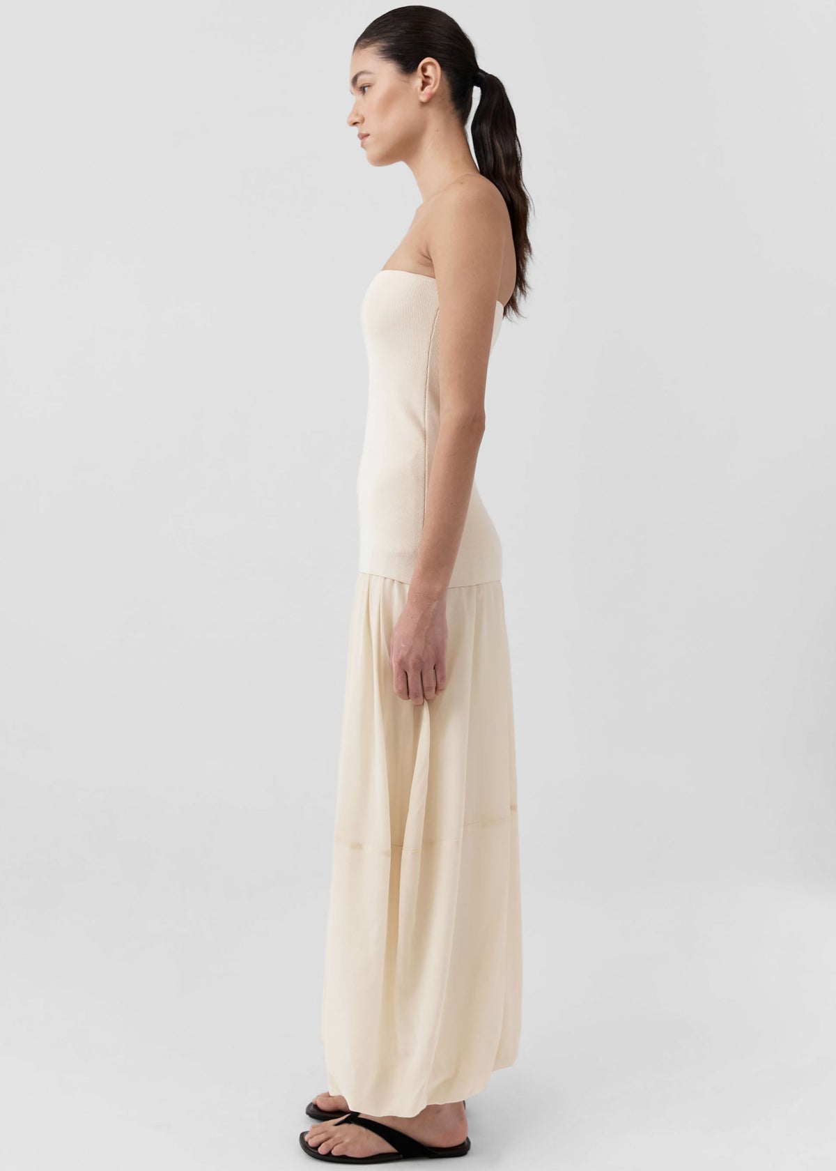 St. Agni Strapless Balloon Hem Dress - Porcelain - 4