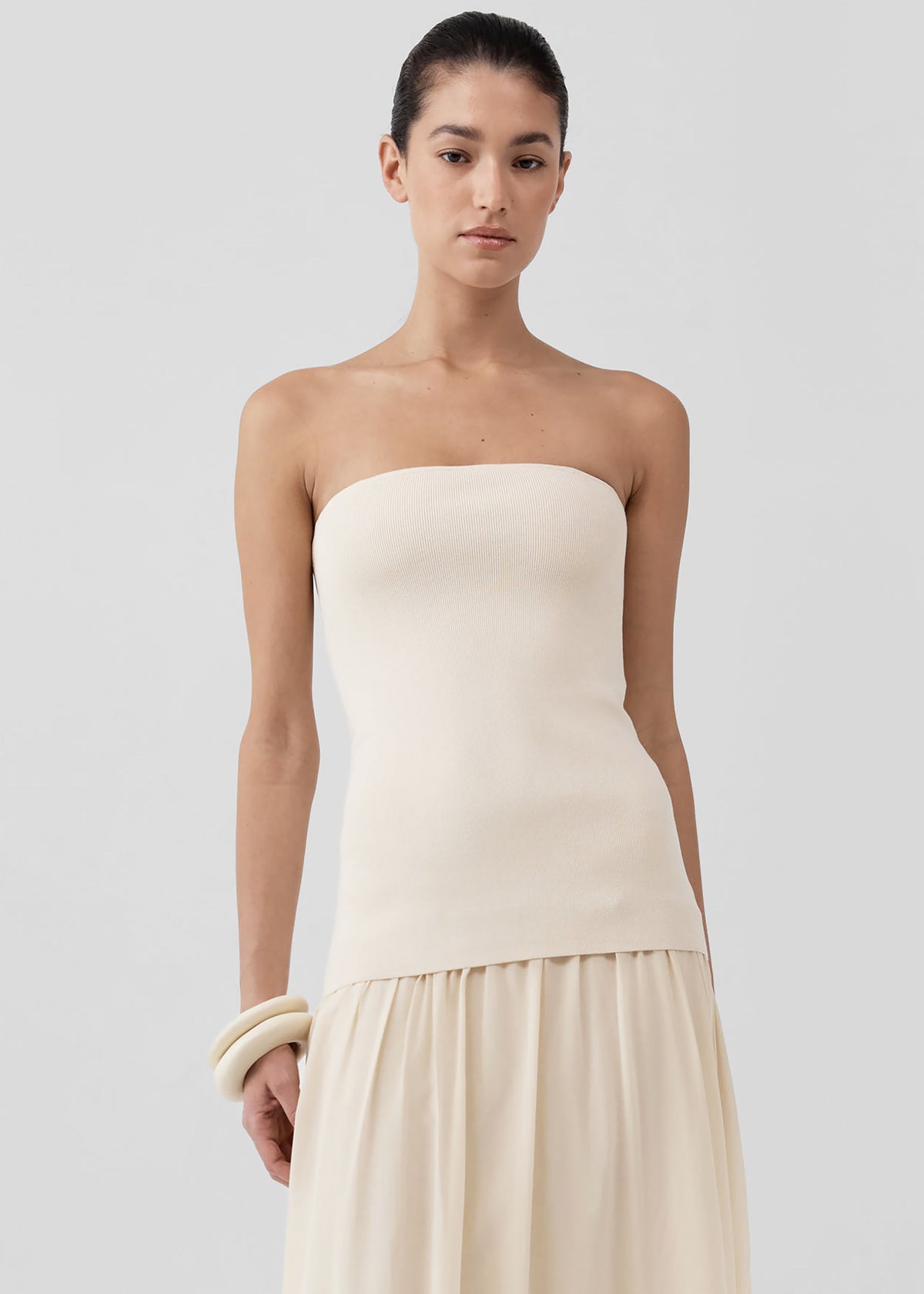 St. Agni Strapless Balloon Hem Dress - Porcelain - 2