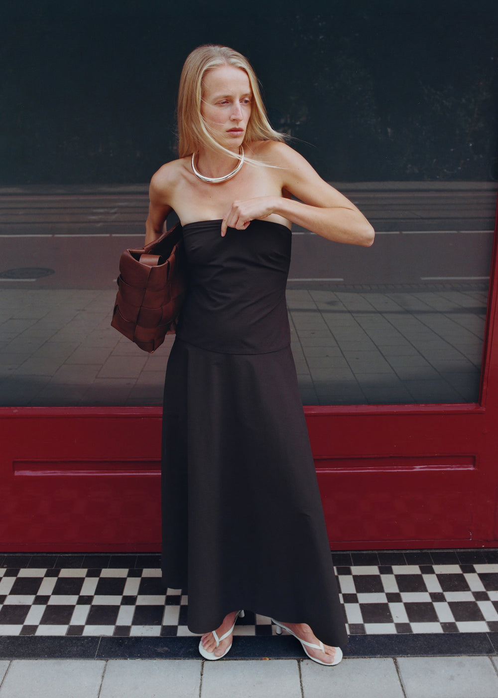 St. Agni Strapless Rouleau Dress - Bark