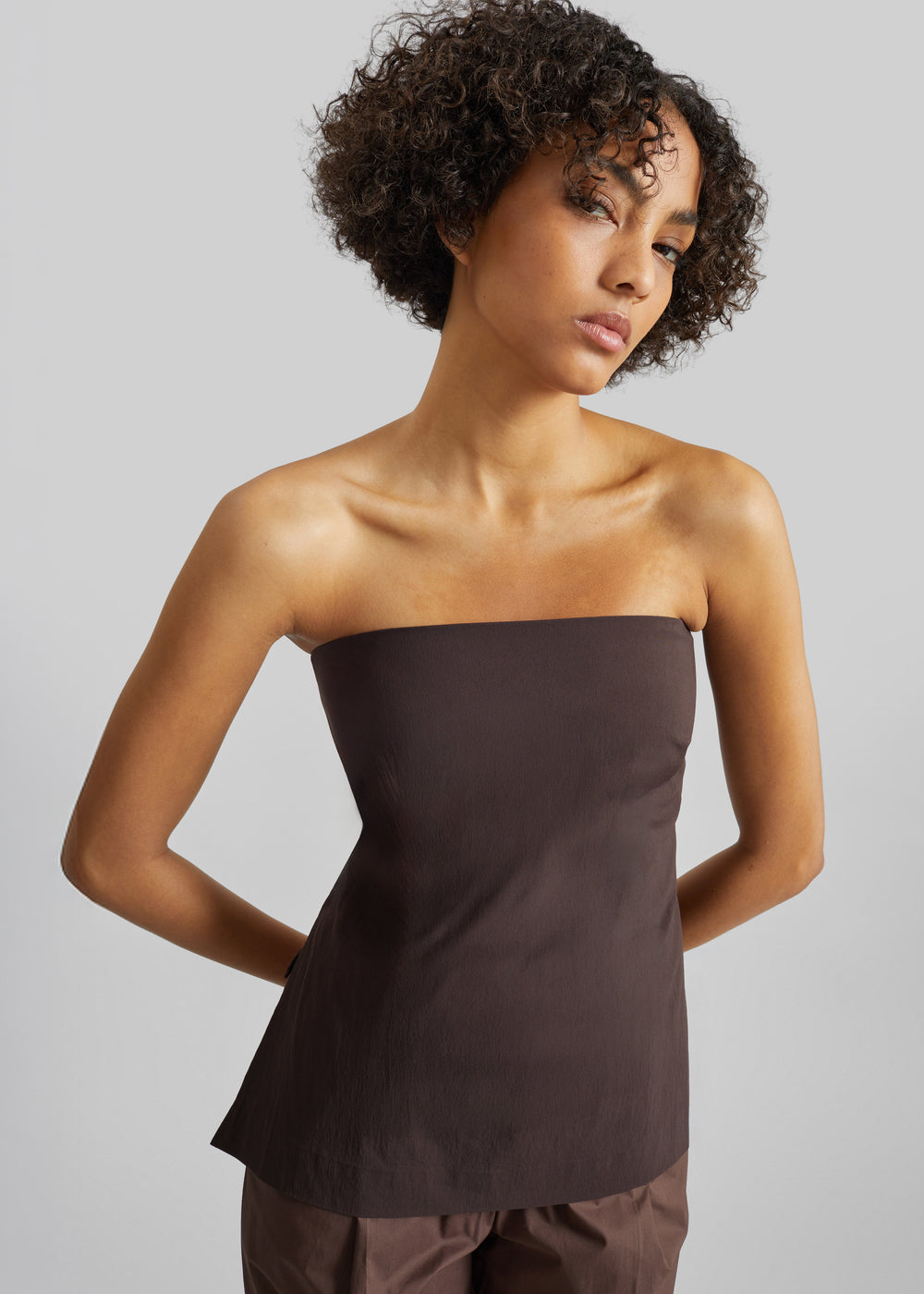 St. Agni Strapless Rouleau Tie Top - Bark