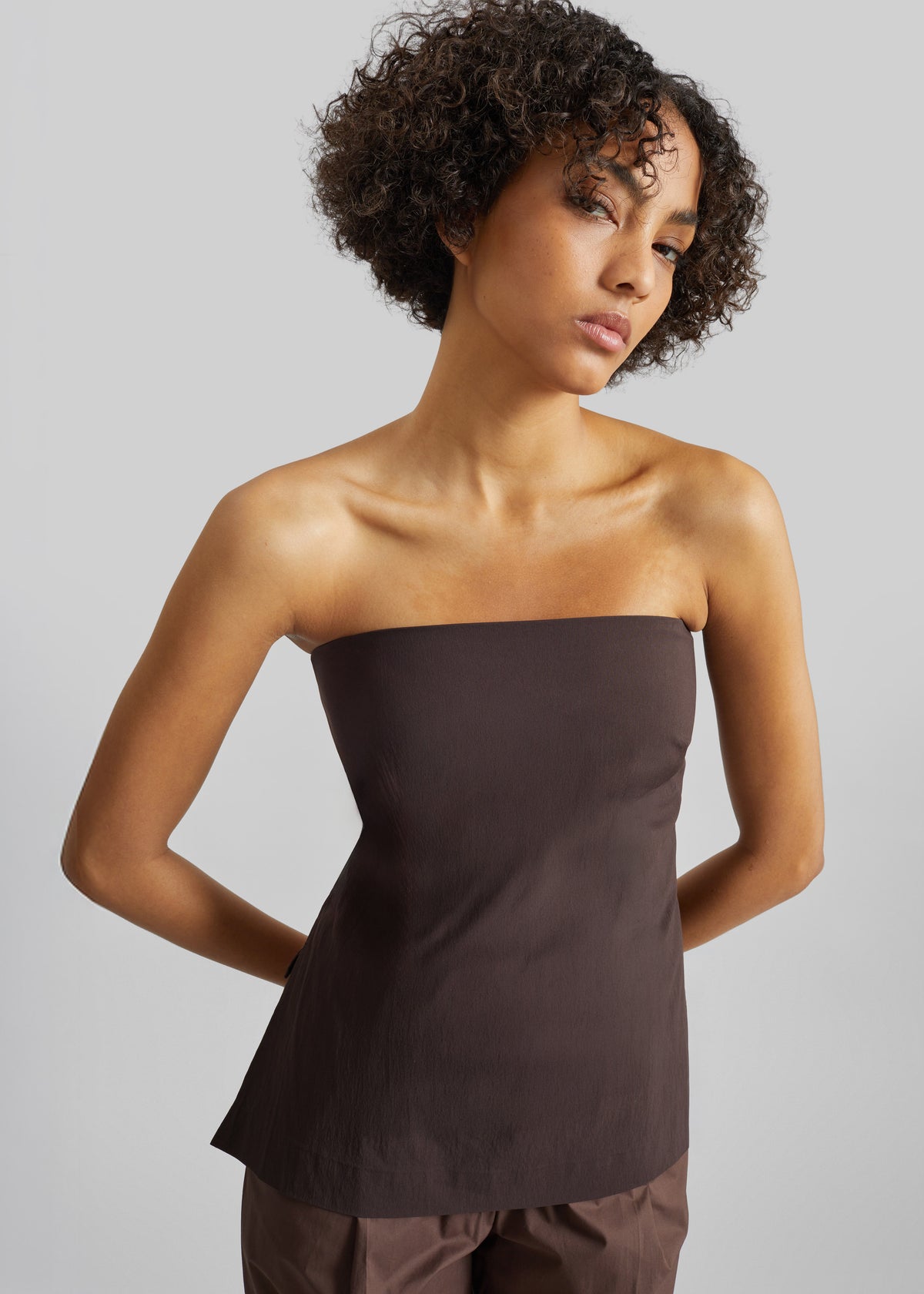 St. Agni Strapless Rouleau Tie Top - Bark - 1