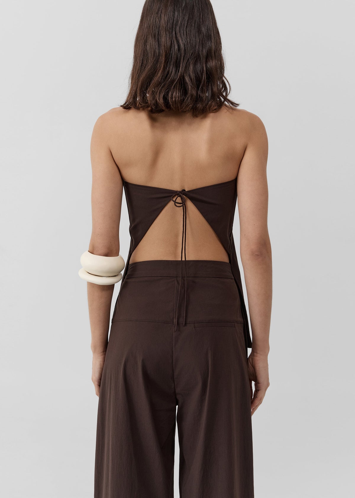 St. Agni Strapless Rouleau Tie Top - Bark - 6