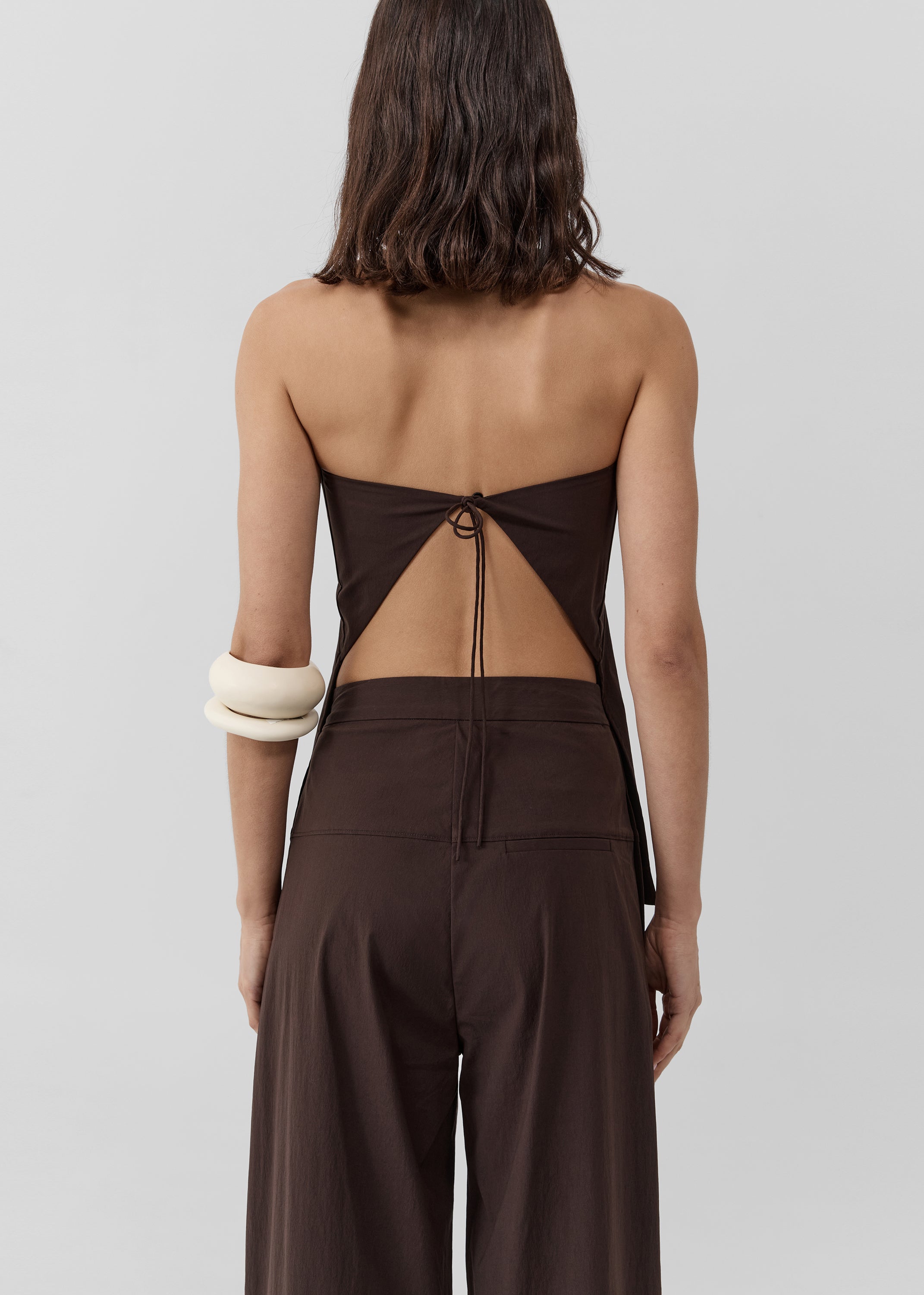 St. Agni Strapless Rouleau Tie Top - Bark - 6