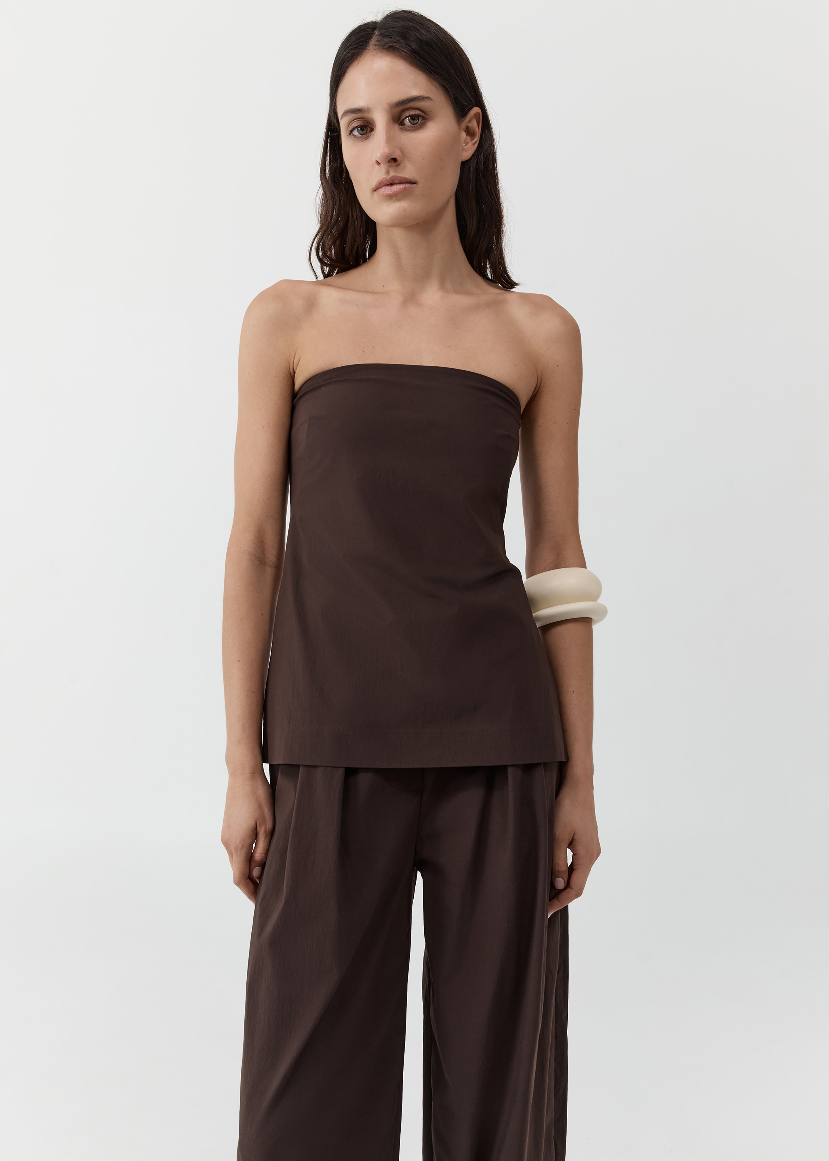 St. Agni Strapless Rouleau Tie Top - Bark - 5