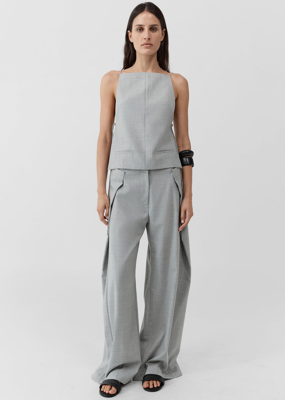 St. Agni Tailored Fold Pants - Concrete