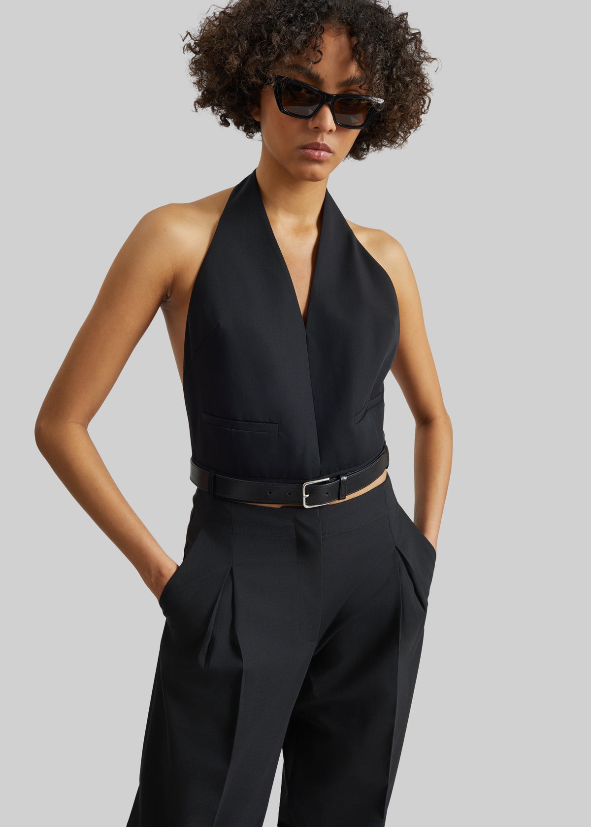 St. Agni Upside Down Halter Top - Black - 1