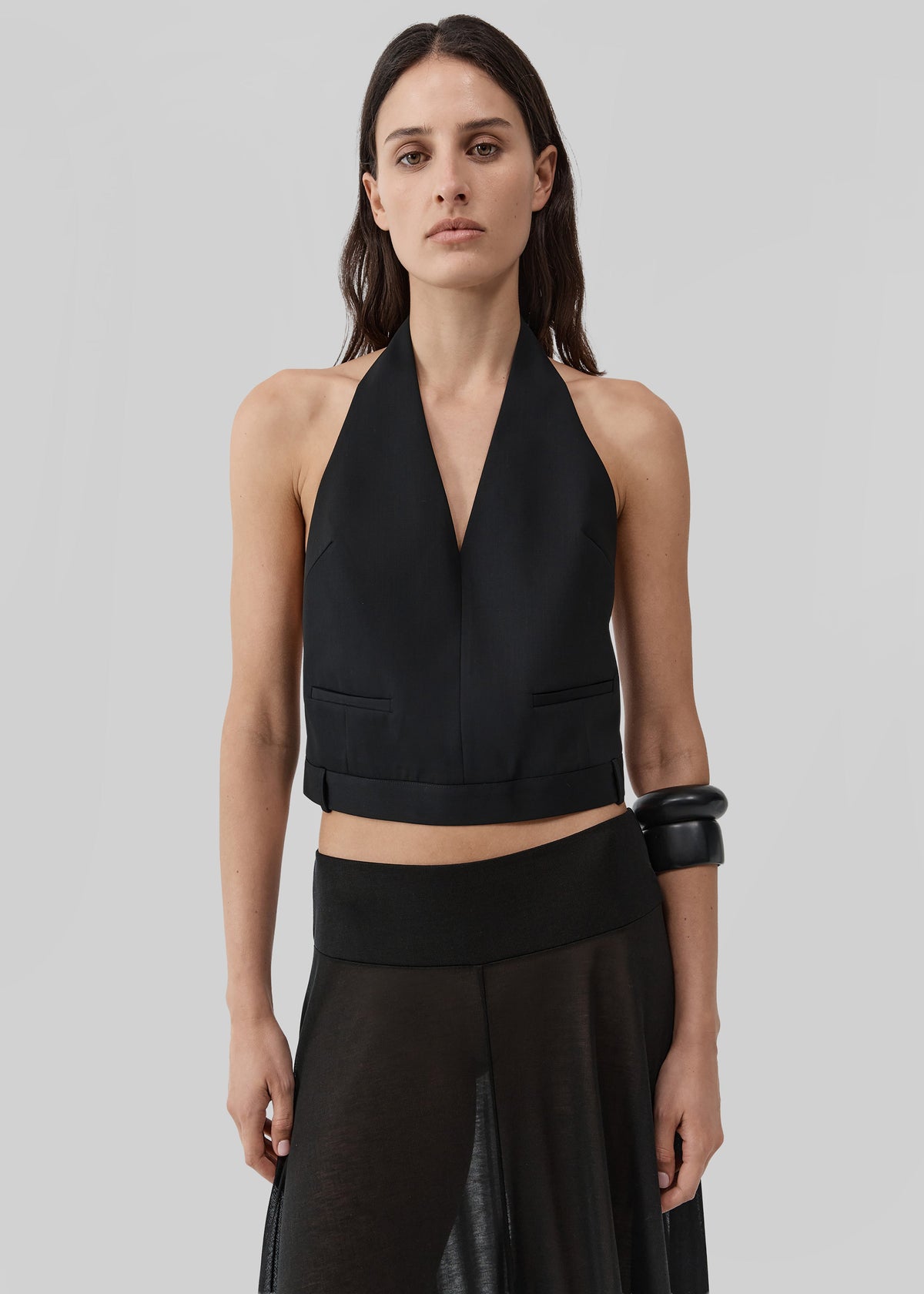 St. Agni Upside Down Halter Top - Black - 4