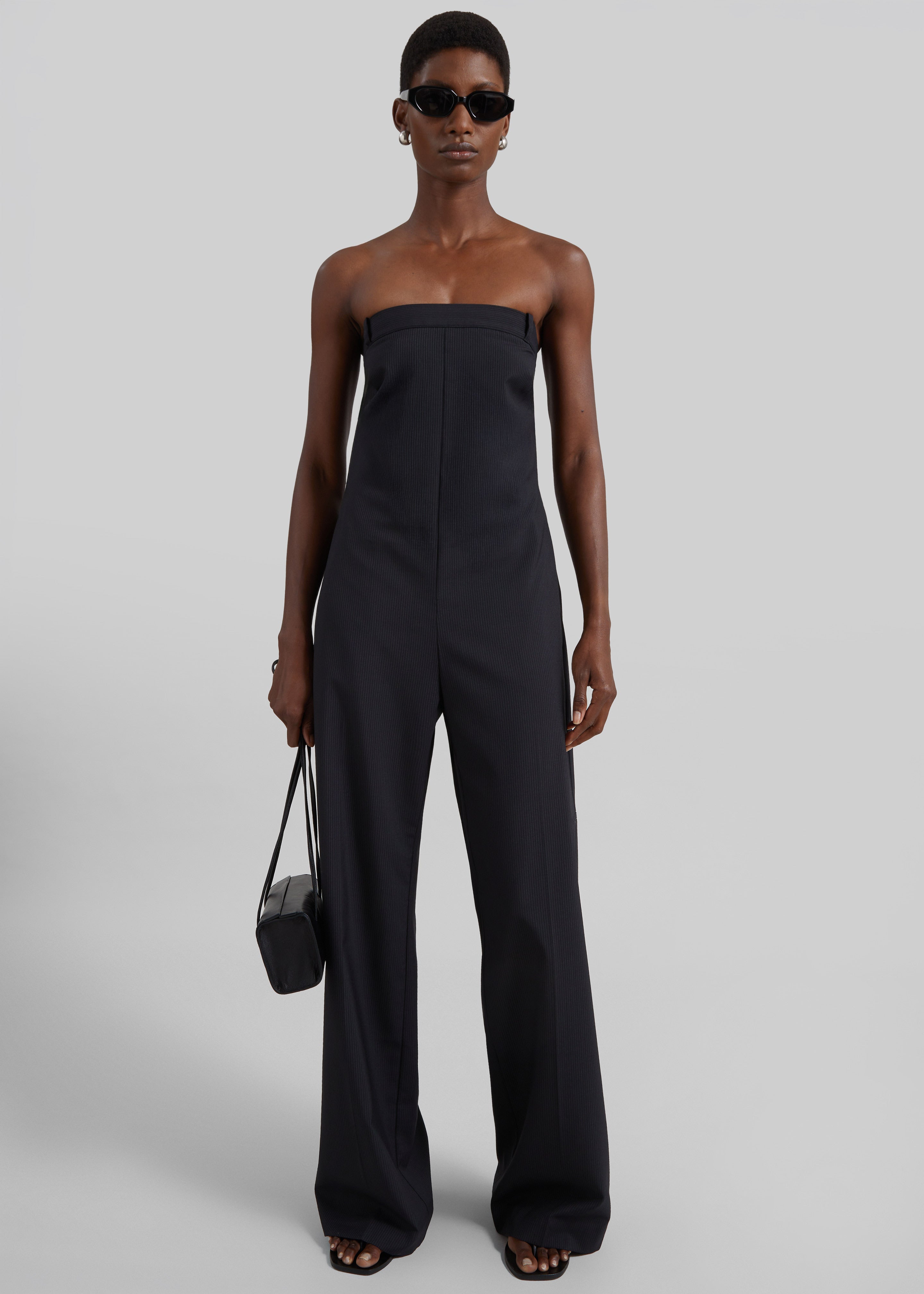 St. Agni Wool Pinstripe Deconstructed Jumpsuit - Fine Pinstripe
