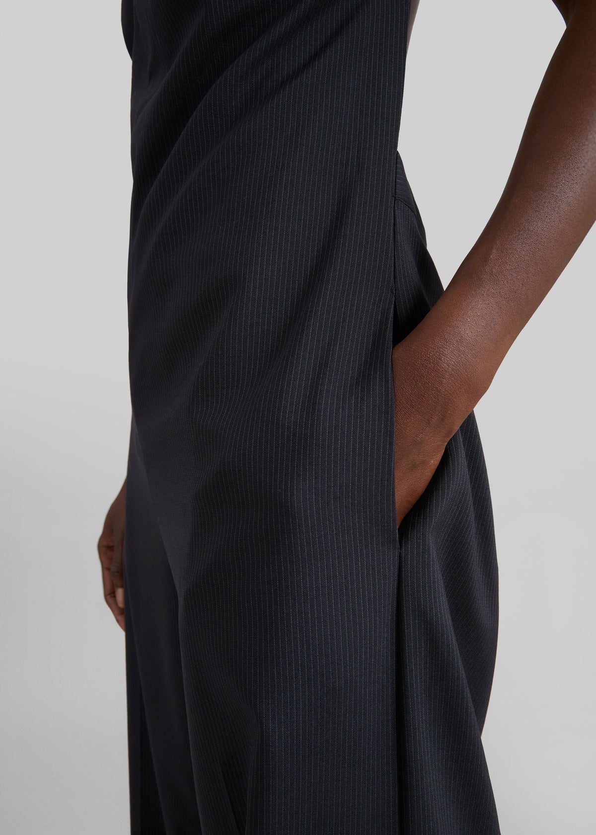 St. Agni Wool Pinstripe Deconstructed Jumpsuit - Fine Pinstripe - 7