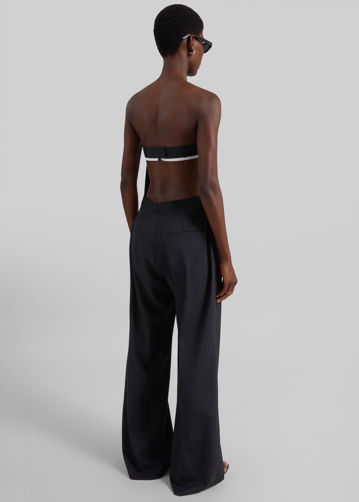 St. Agni Wool Pinstripe Deconstructed Jumpsuit - Fine Pinstripe - 8