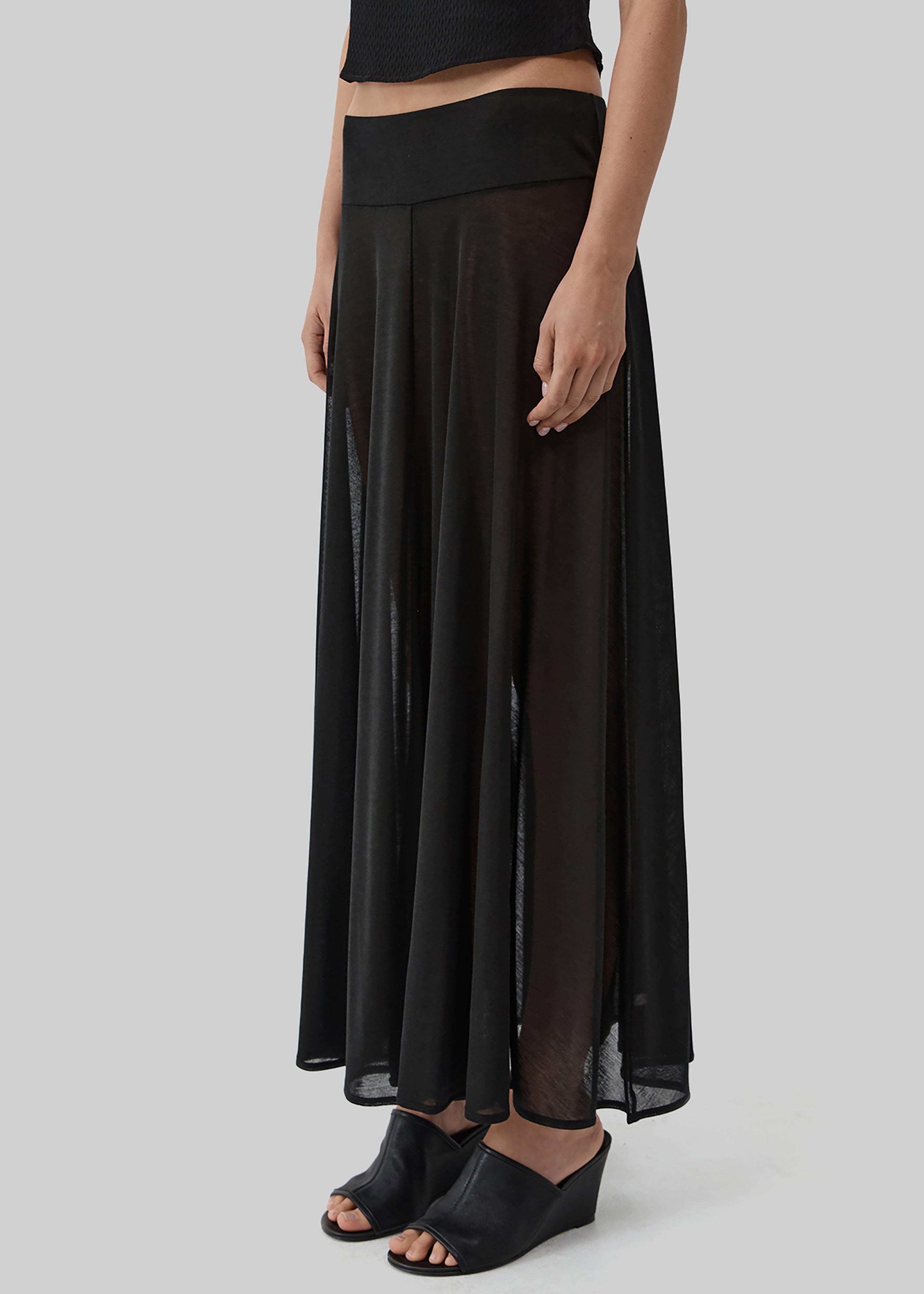 St. Agni Fluid Jersey Skirt - Black - 3
