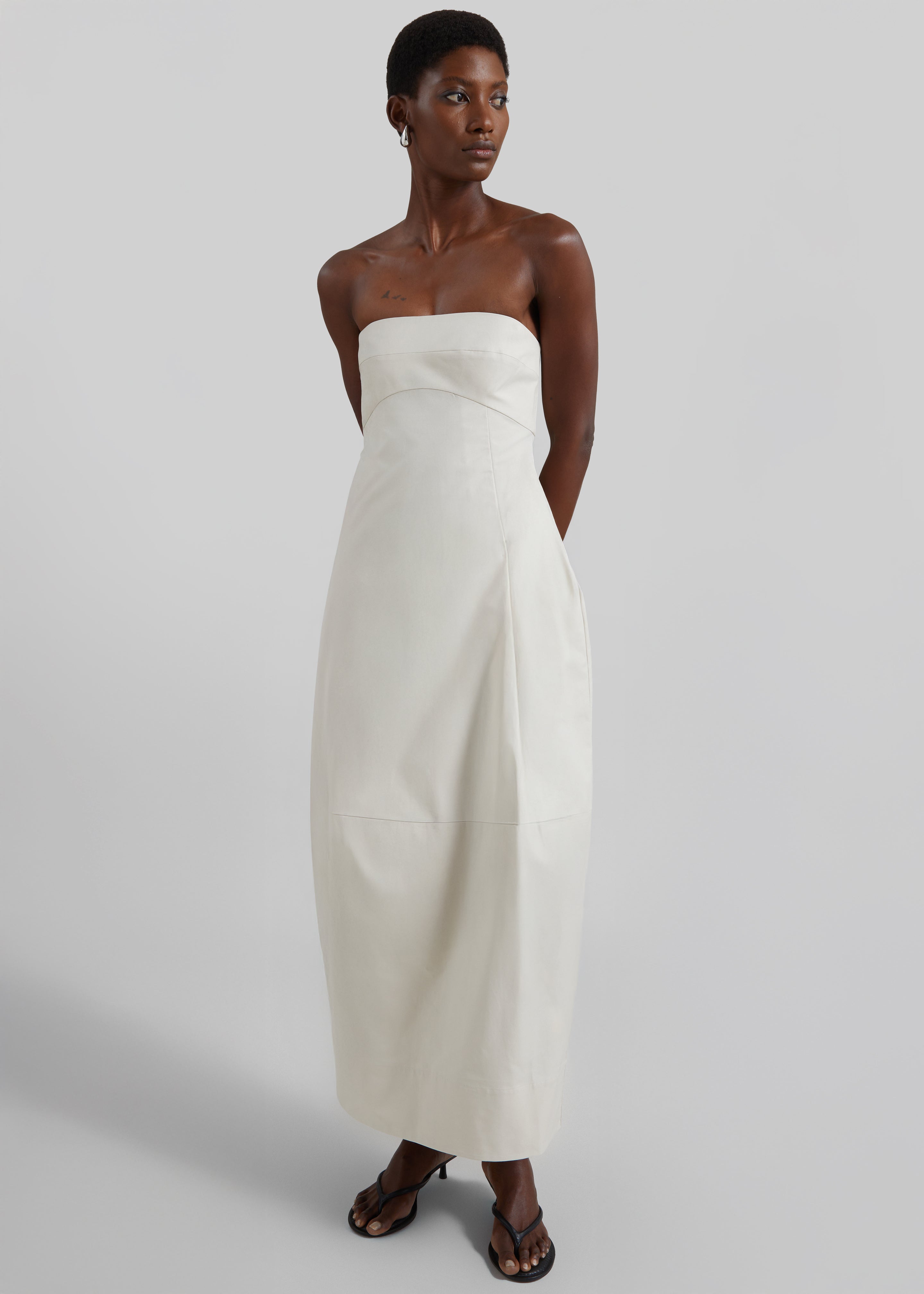 St. Agni Canvas Pleat Cocoon Dress - Shell - 1