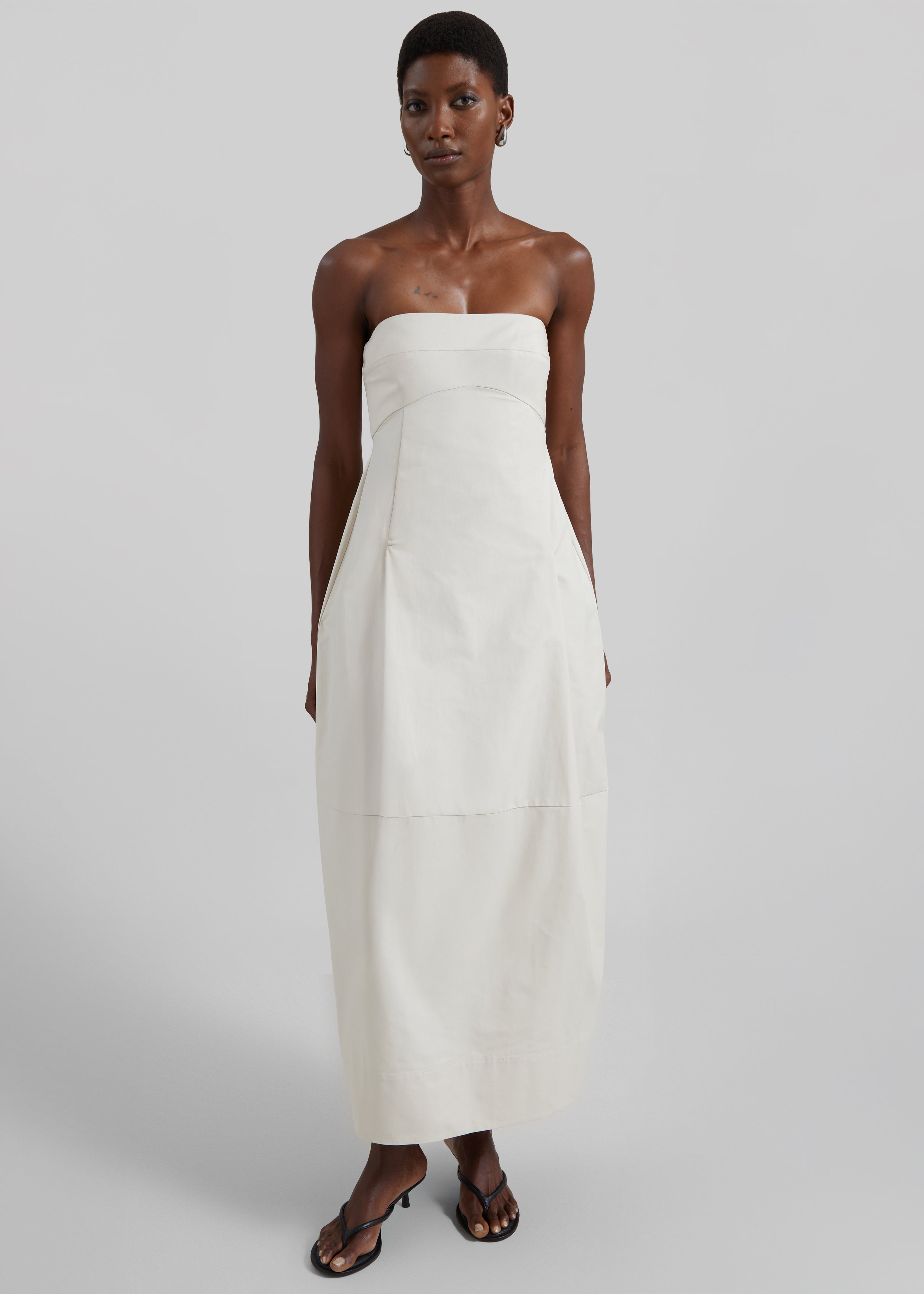 St. Agni Canvas Pleat Cocoon Dress - Shell - 5