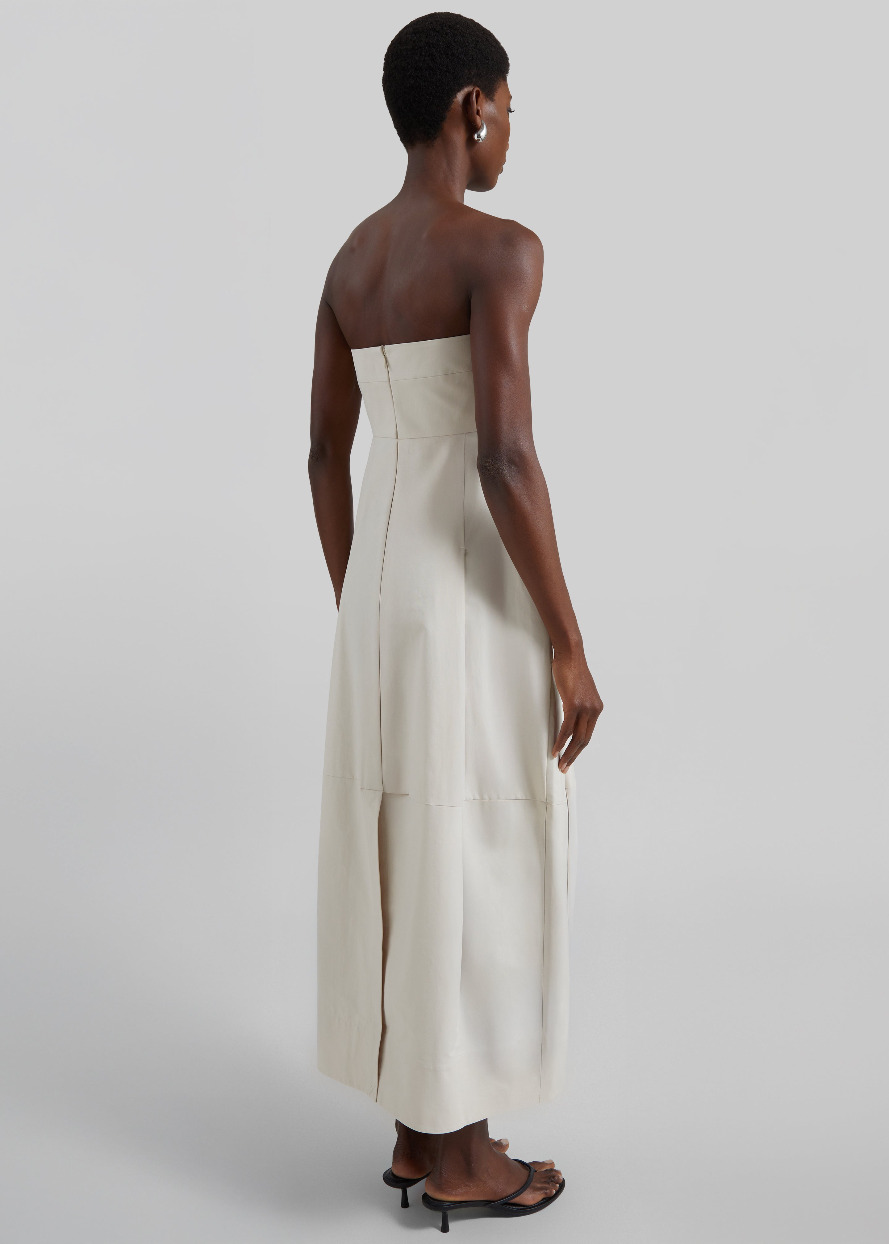 St. Agni Canvas Pleat Cocoon Dress - Shell - 6