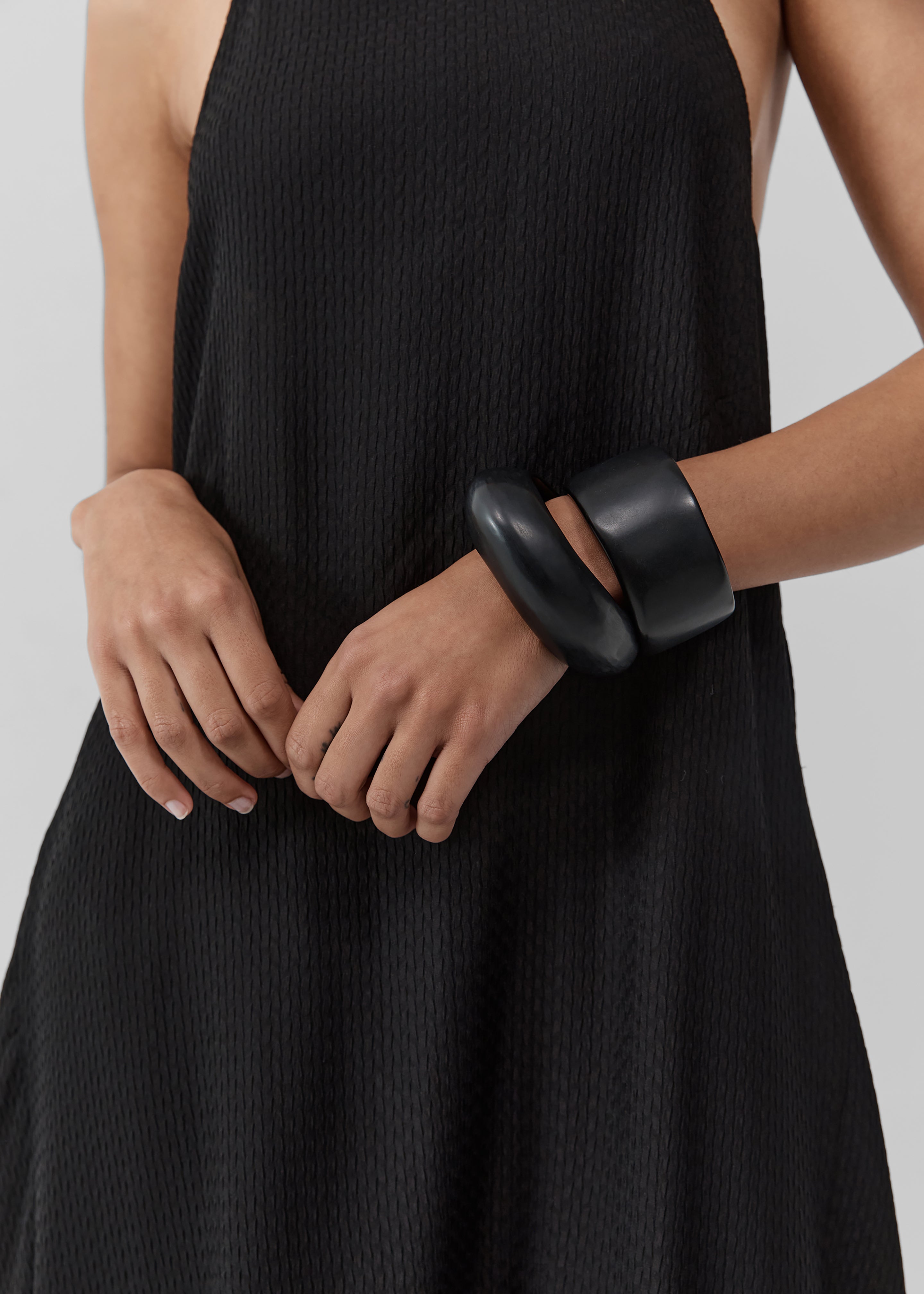 St. Agni Textured Weave Halter Dress - Black - 4
