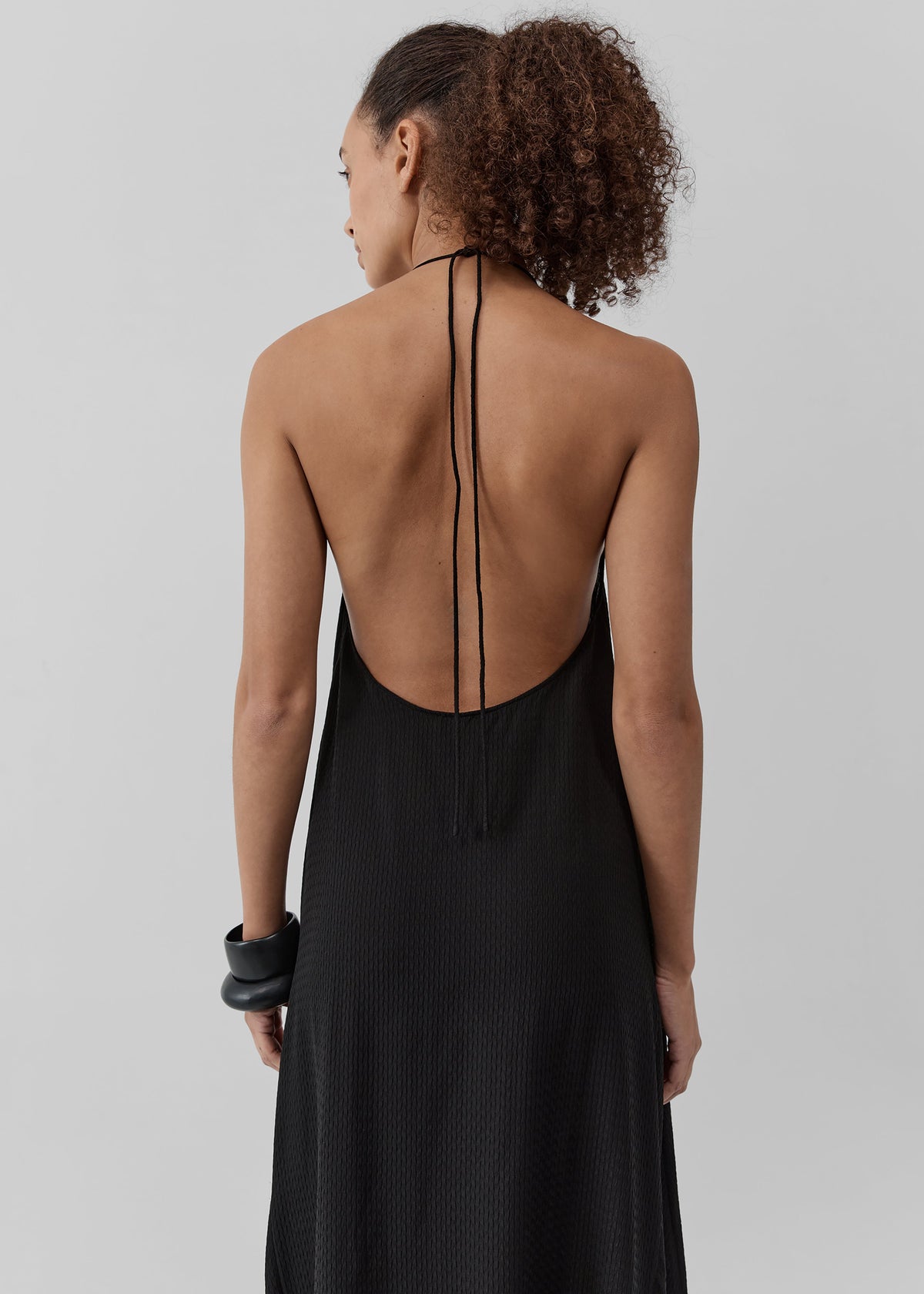 St. Agni Textured Weave Halter Dress - Black - 2