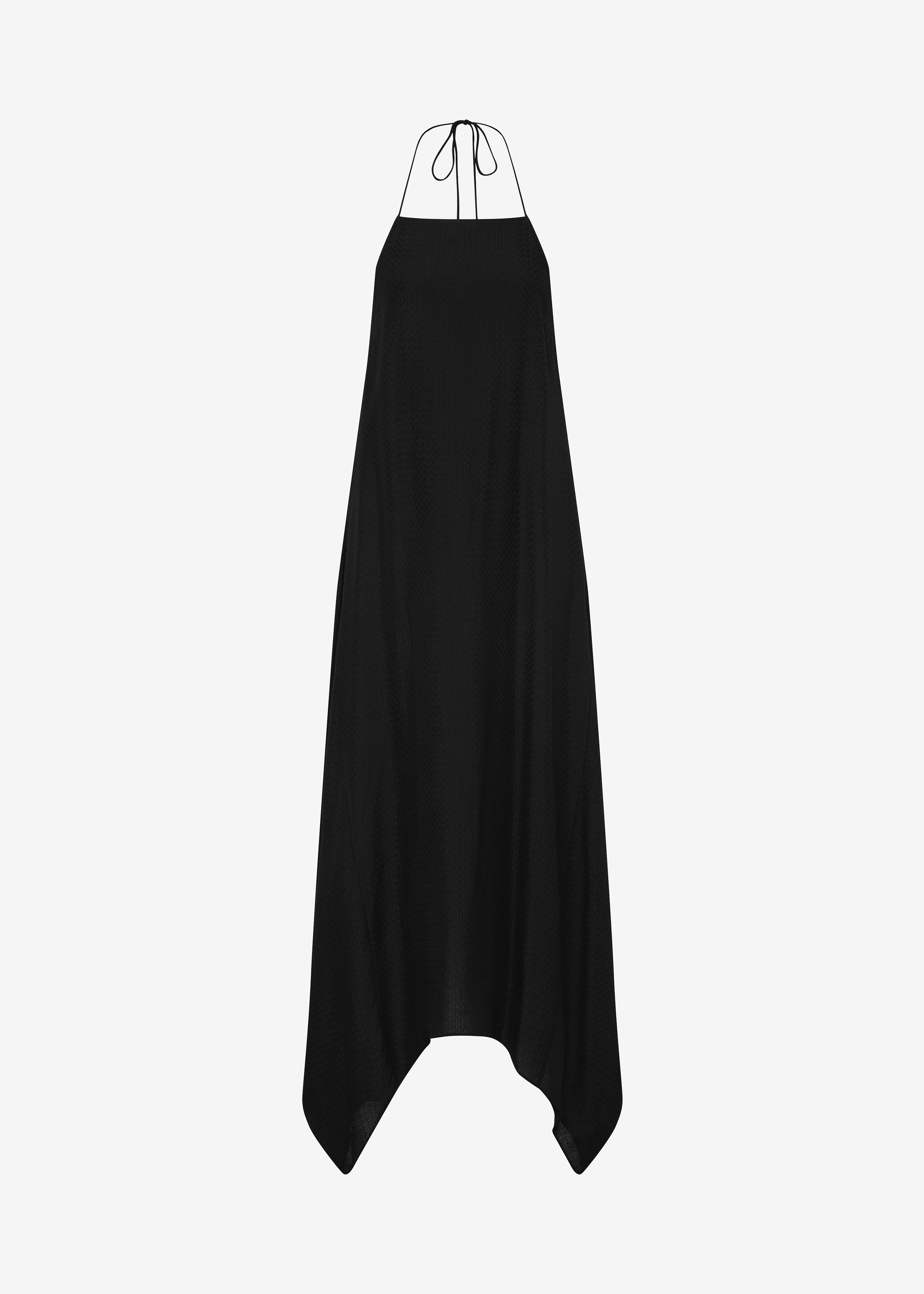 St. Agni Textured Weave Halter Dress - Black - 7