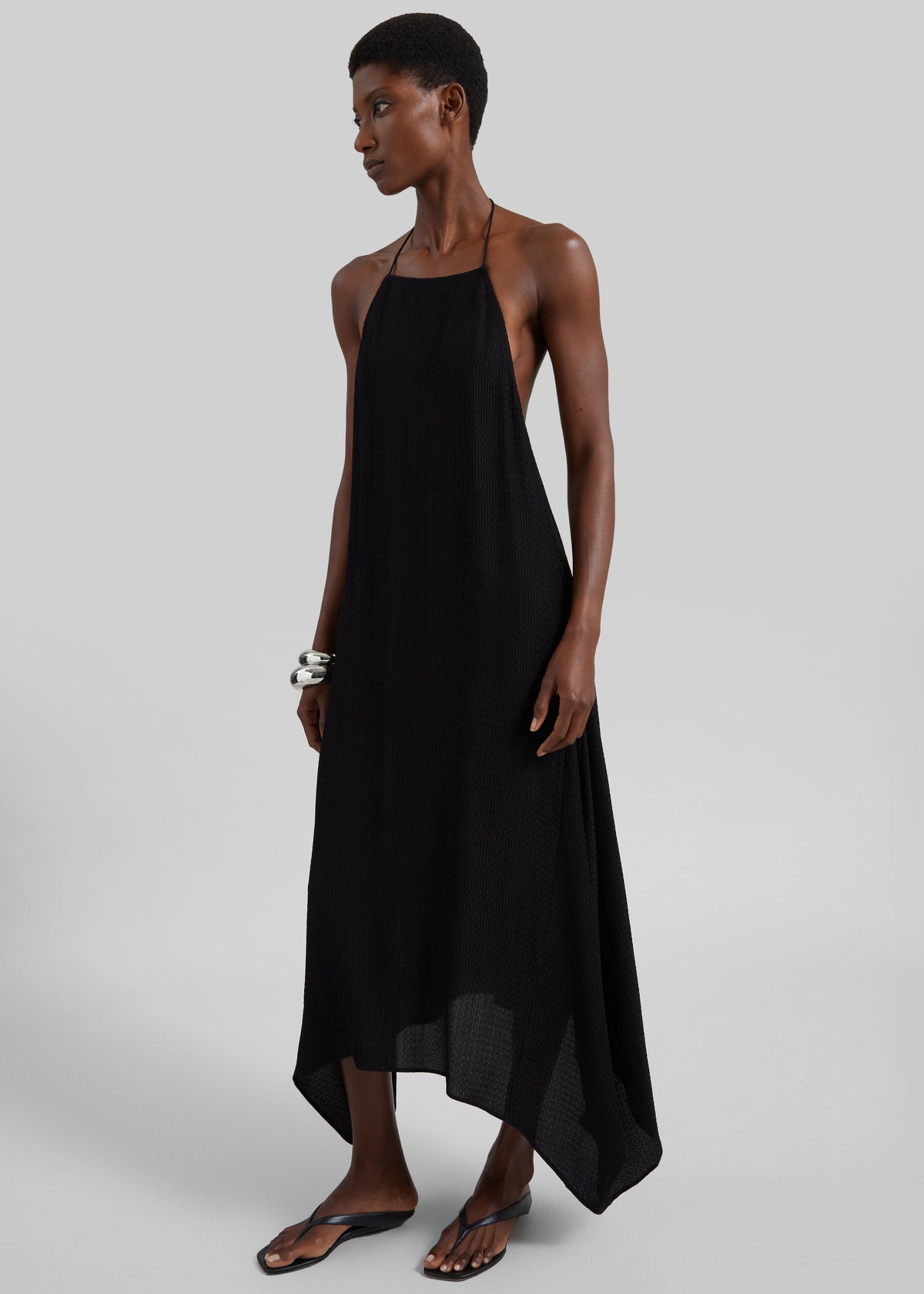 St. Agni Textured Weave Halter Dress - Black - 1