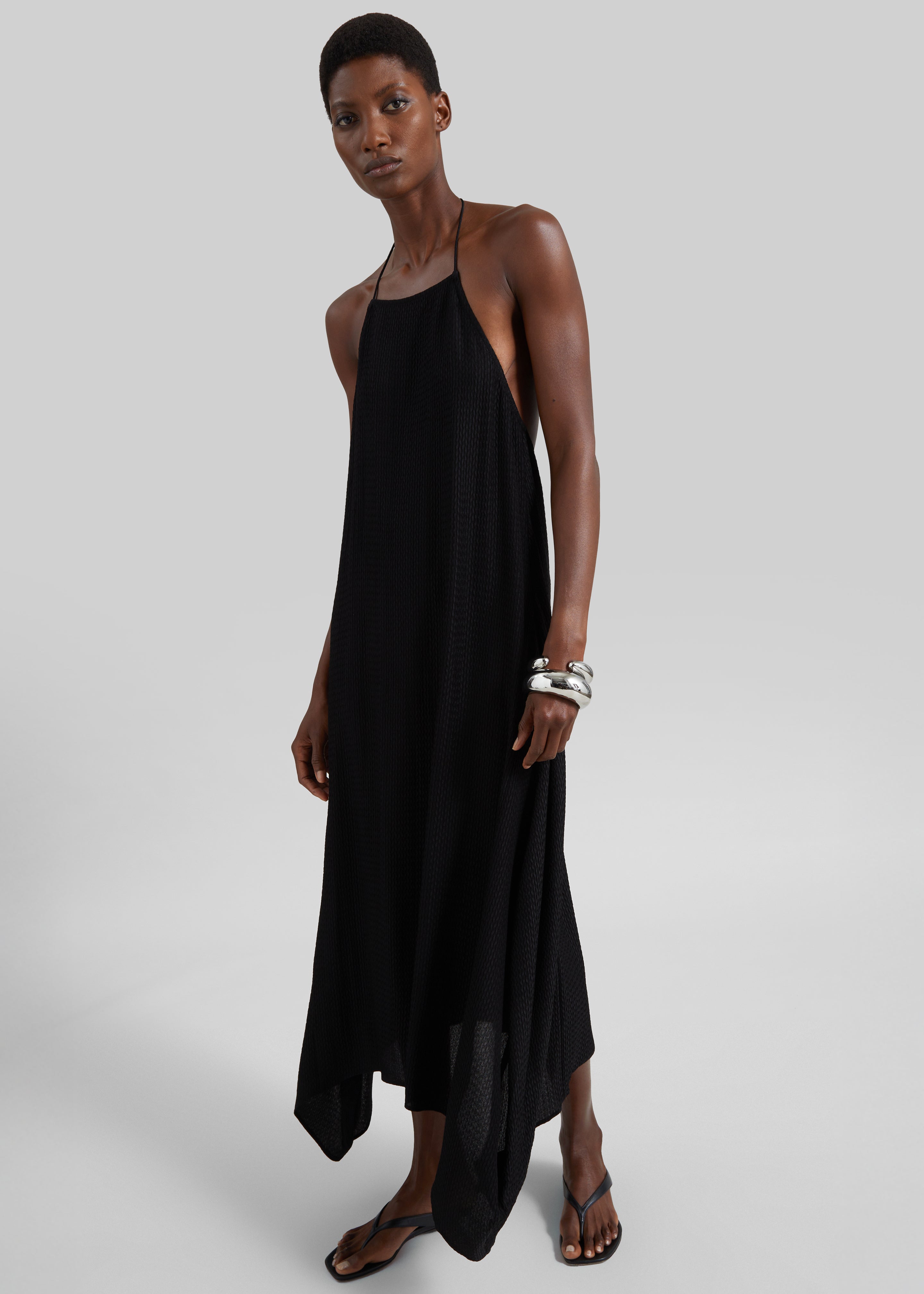 St. Agni Textured Weave Halter Dress - Black - 5