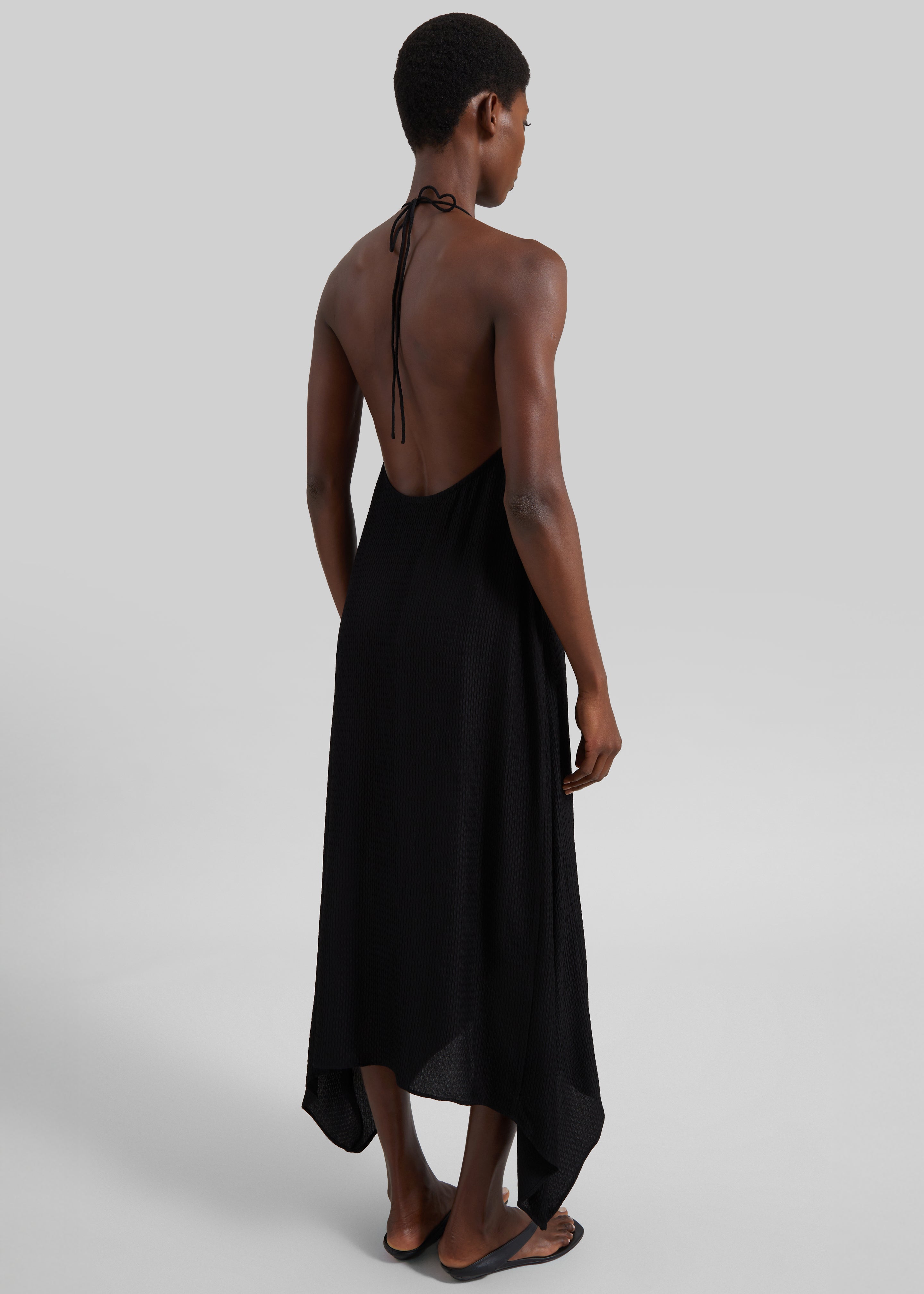 St. Agni Textured Weave Halter Dress - Black - 6