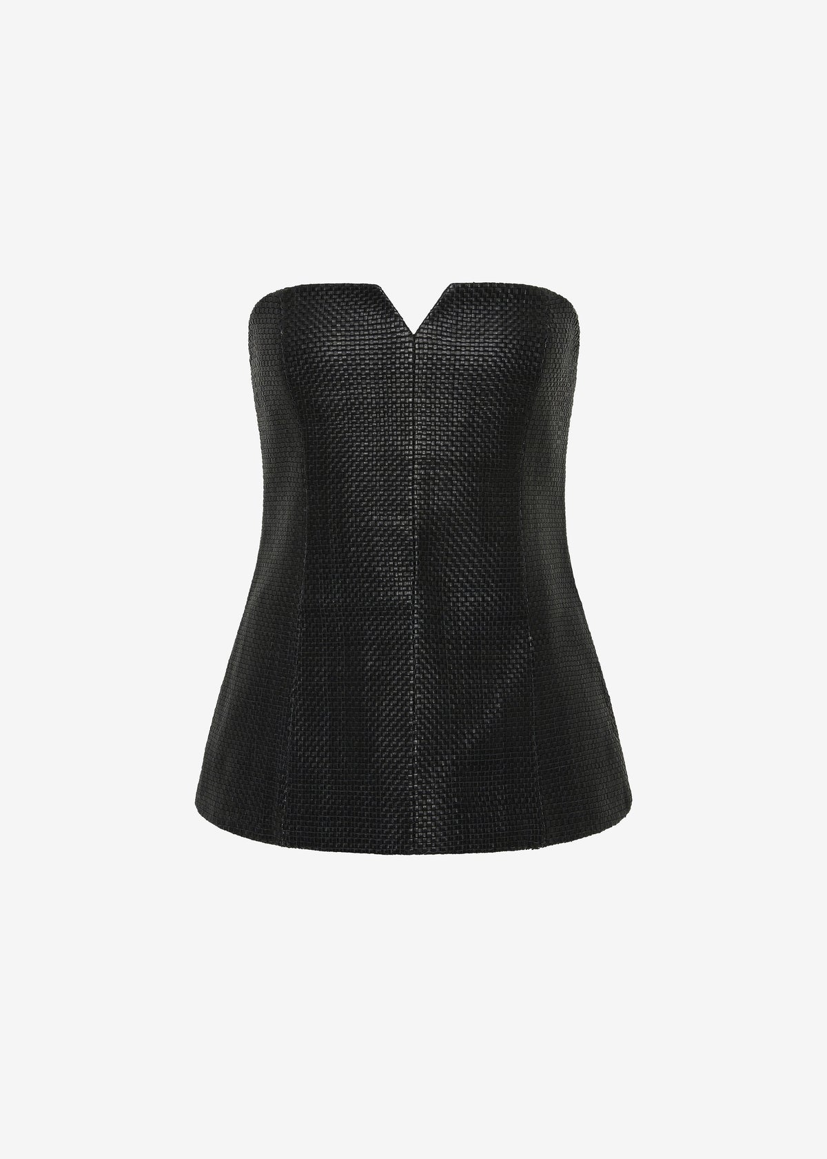 St. Agni Woven Leather Strapless Bodice - Black - 7