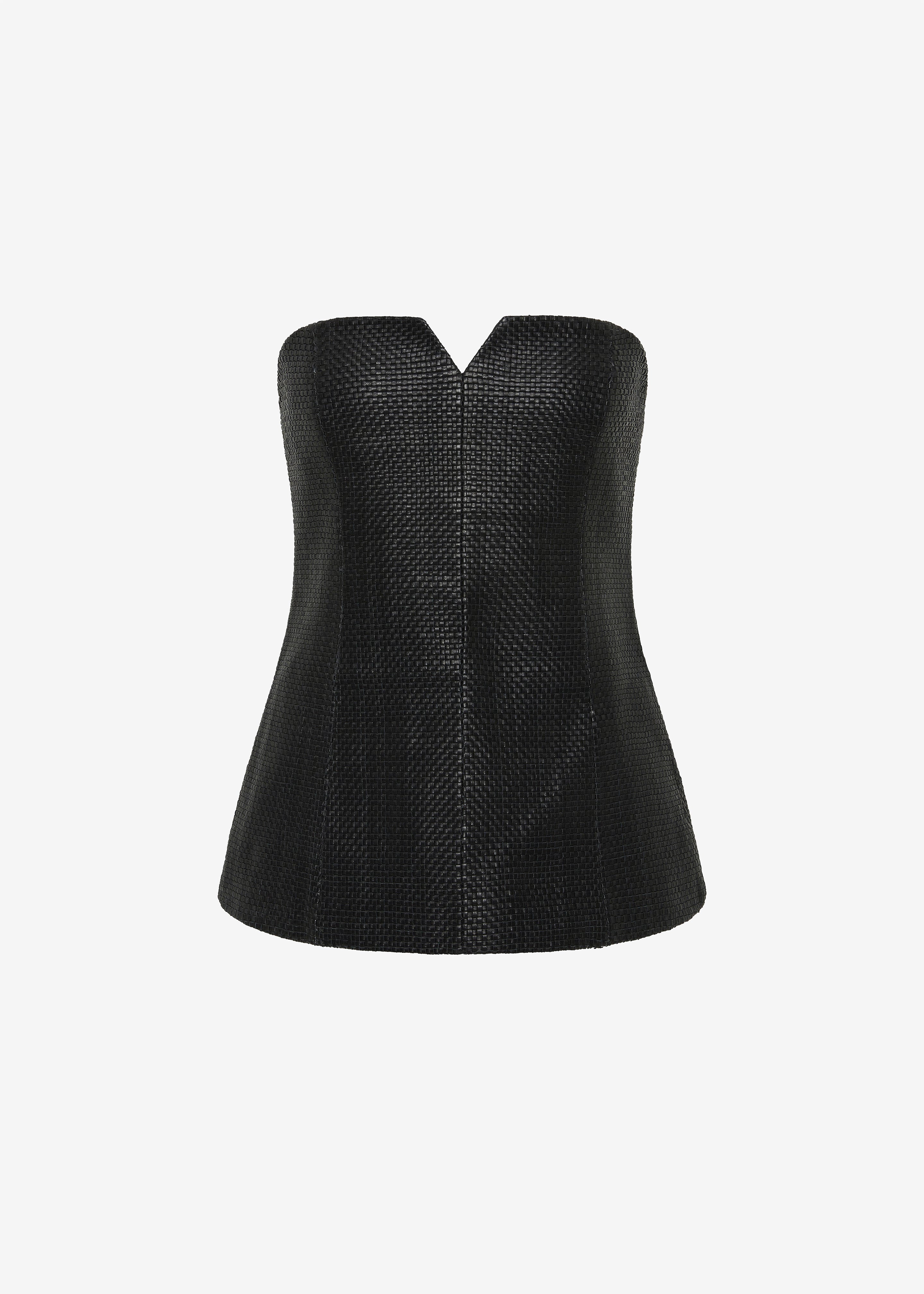 St. Agni Woven Leather Strapless Bodice - Black - 7